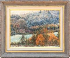 “First Snowfall” Naturalistic Winter Mountain Landscape of a River Through Trees