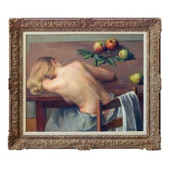 Robert Brackman New York Realist Original Oil Painting, 'Nude Resting'