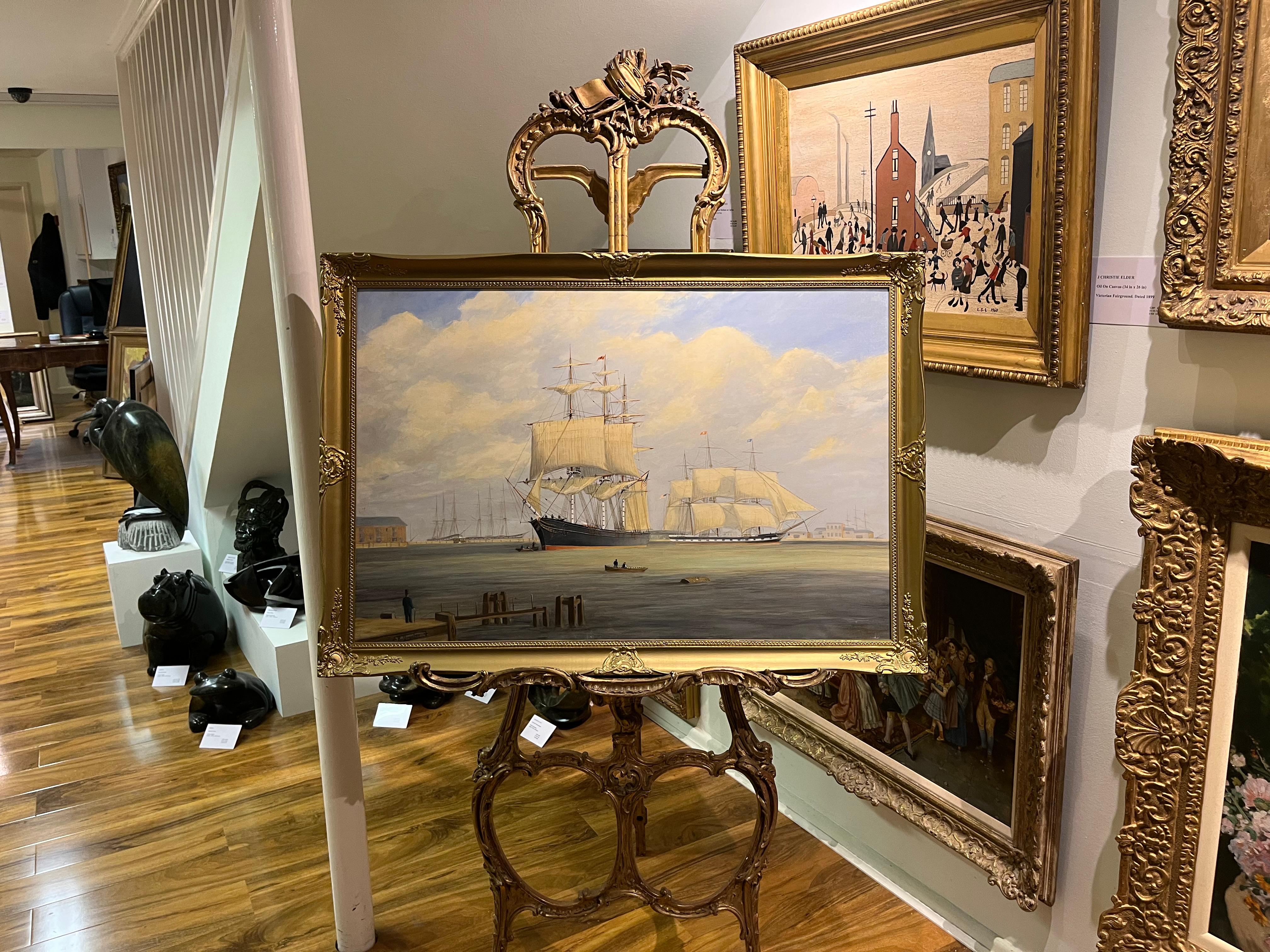 LARGE FINE OIL PAINTING By Robert Bradley NAVY ADMIRALTY NICE GOLD GILT FRAME For Sale 14