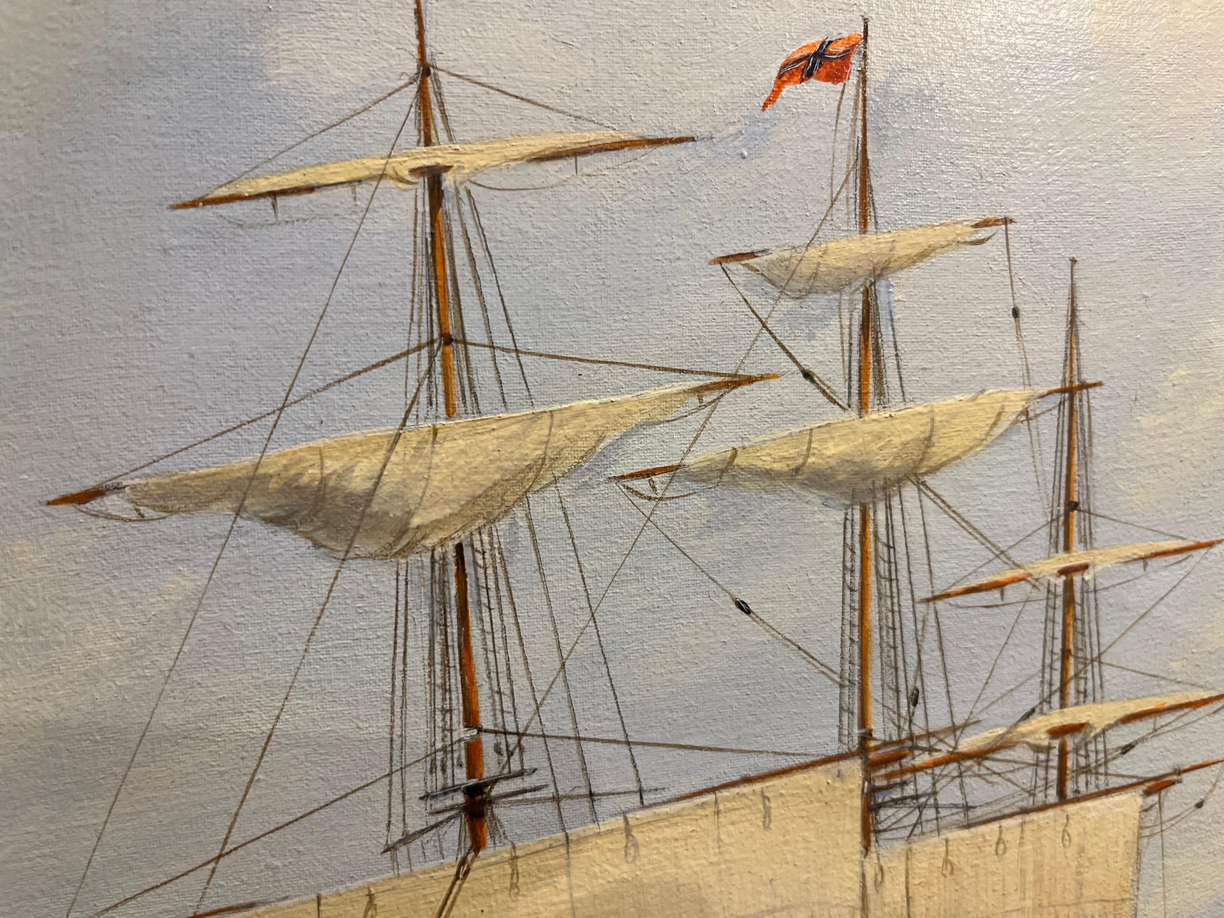 GRAN PINTURA AL ÓLEO FINA DE Robert Bradley NAVY ADMIRALTY BUEN MARCO DE ORO dorado en venta 1