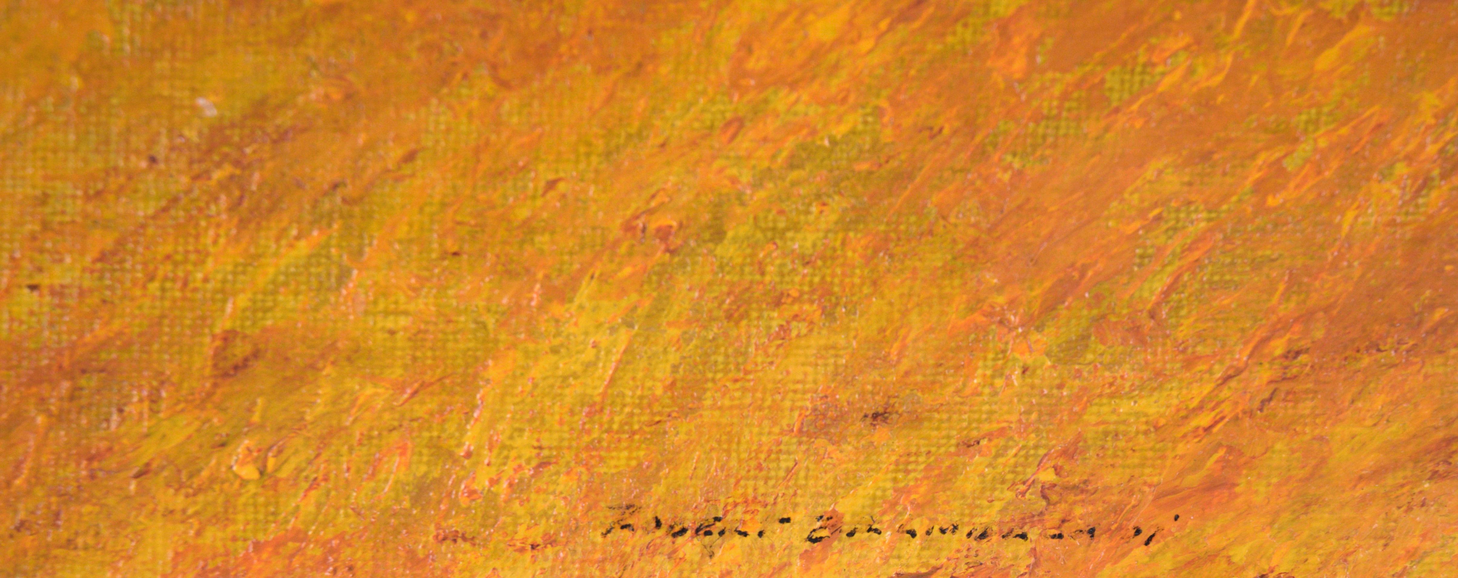 Cathedral Across the Field - Paysage rural en acrylique sur panneau d'artiste 3