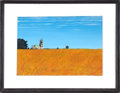 Cathedral Across the Field - Rural Landscape in Acrylic on Artist's Board