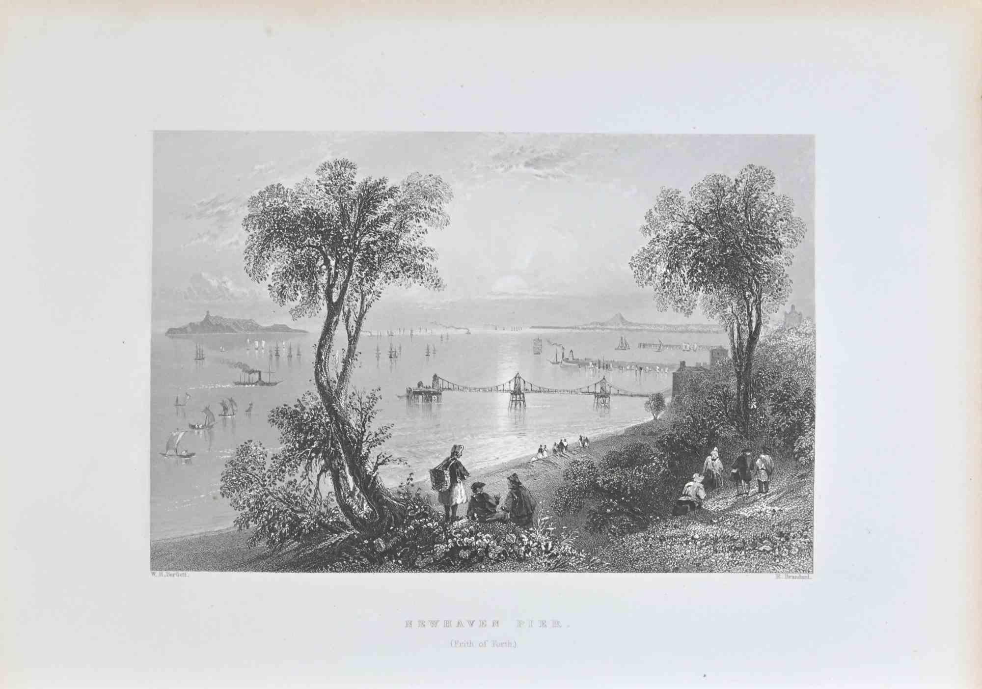 Newhaven Pier - Engraving by Robert Brandard - 1838