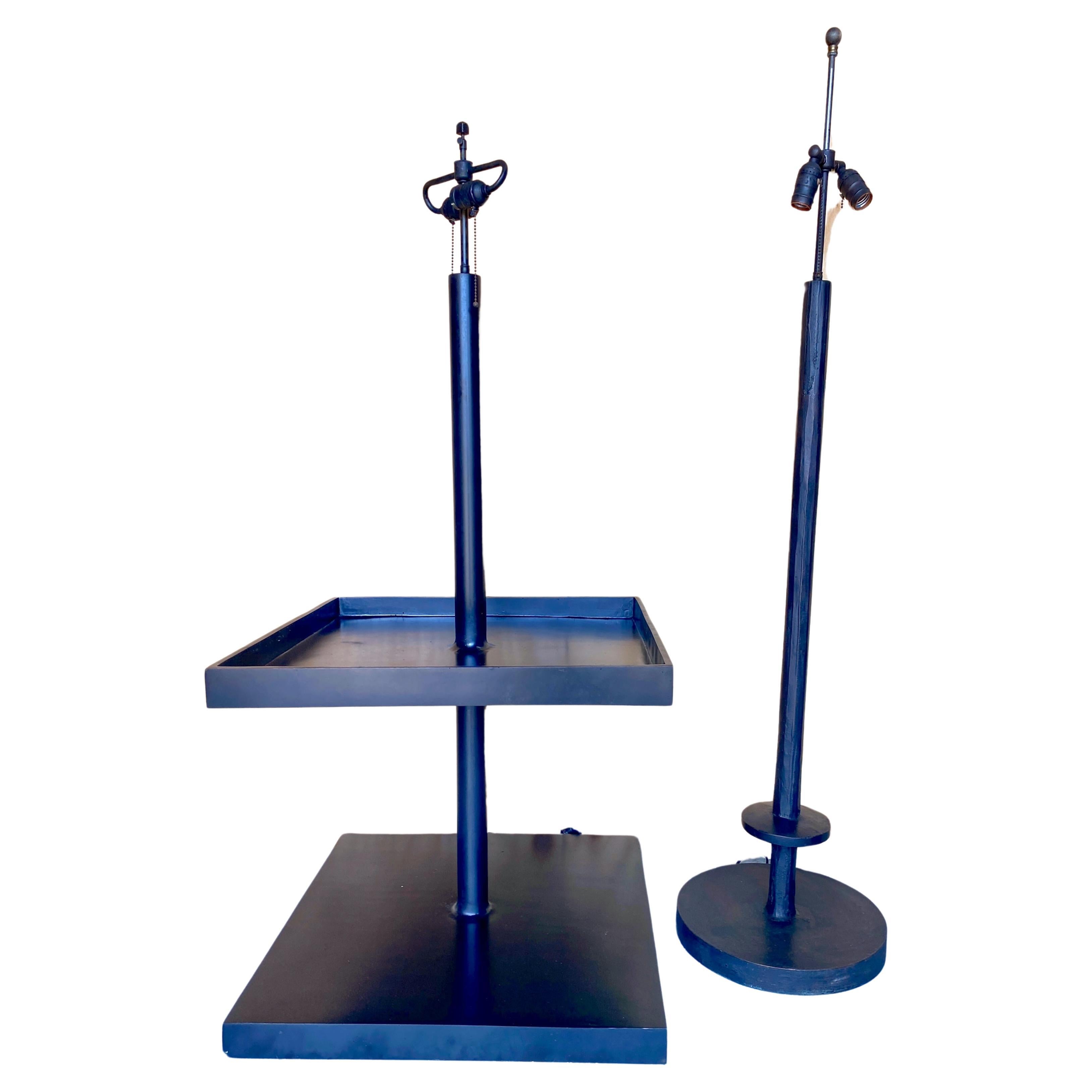 Bray & Schaible, Companion Pair Modernist/Minimalist Bronze Floor Lamps For Sale