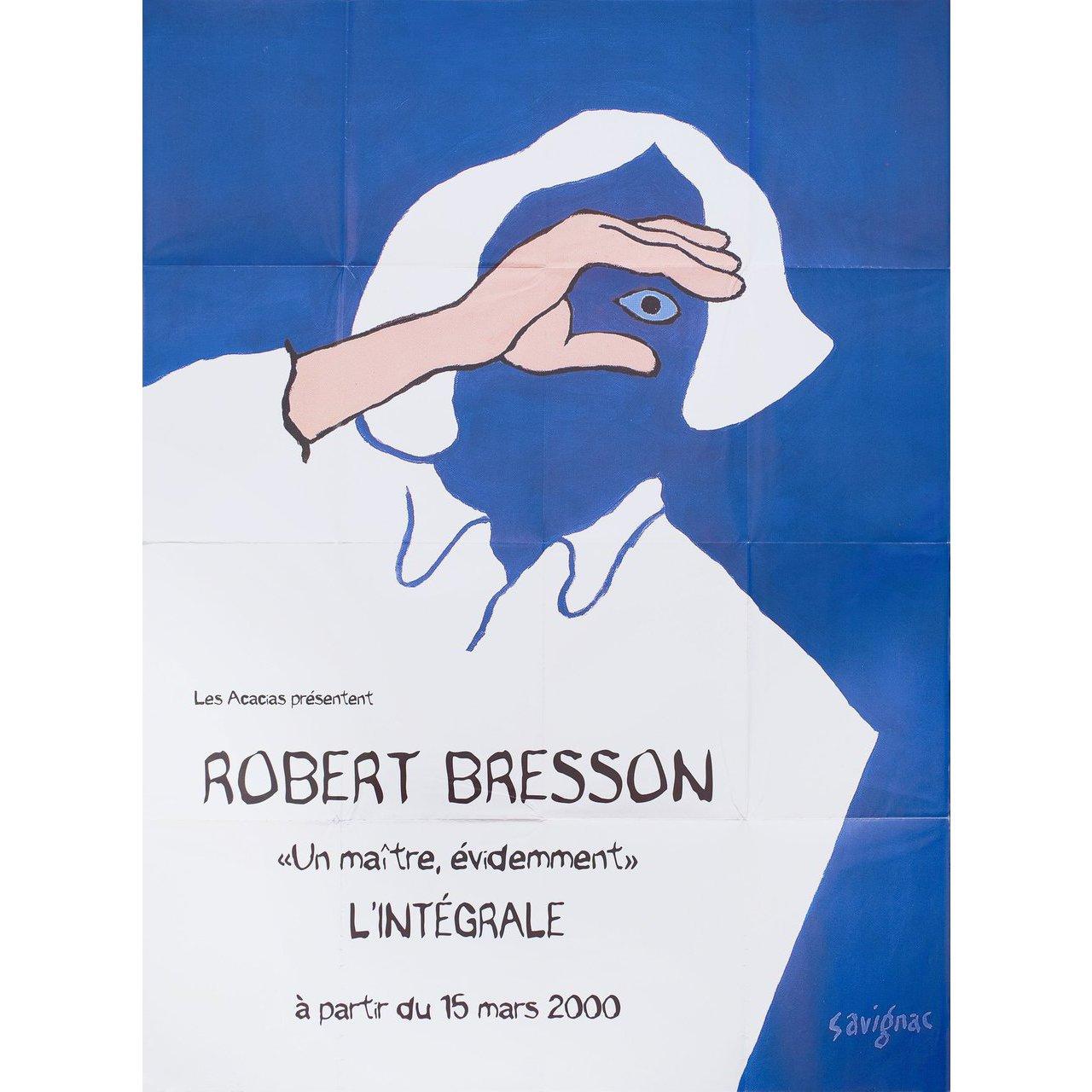 Original 2000 French grande poster by Raymond Savignac for the festival Robert Bresson L'Integrale with films directed by Robert Bresson. Very Good-Fine condition, folded. Many original posters were issued folded or were subsequently folded. Please