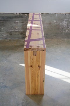 Mesa consola Robert Bristow Tape de pino corazón envejecido e incrustaciones de resina teñida