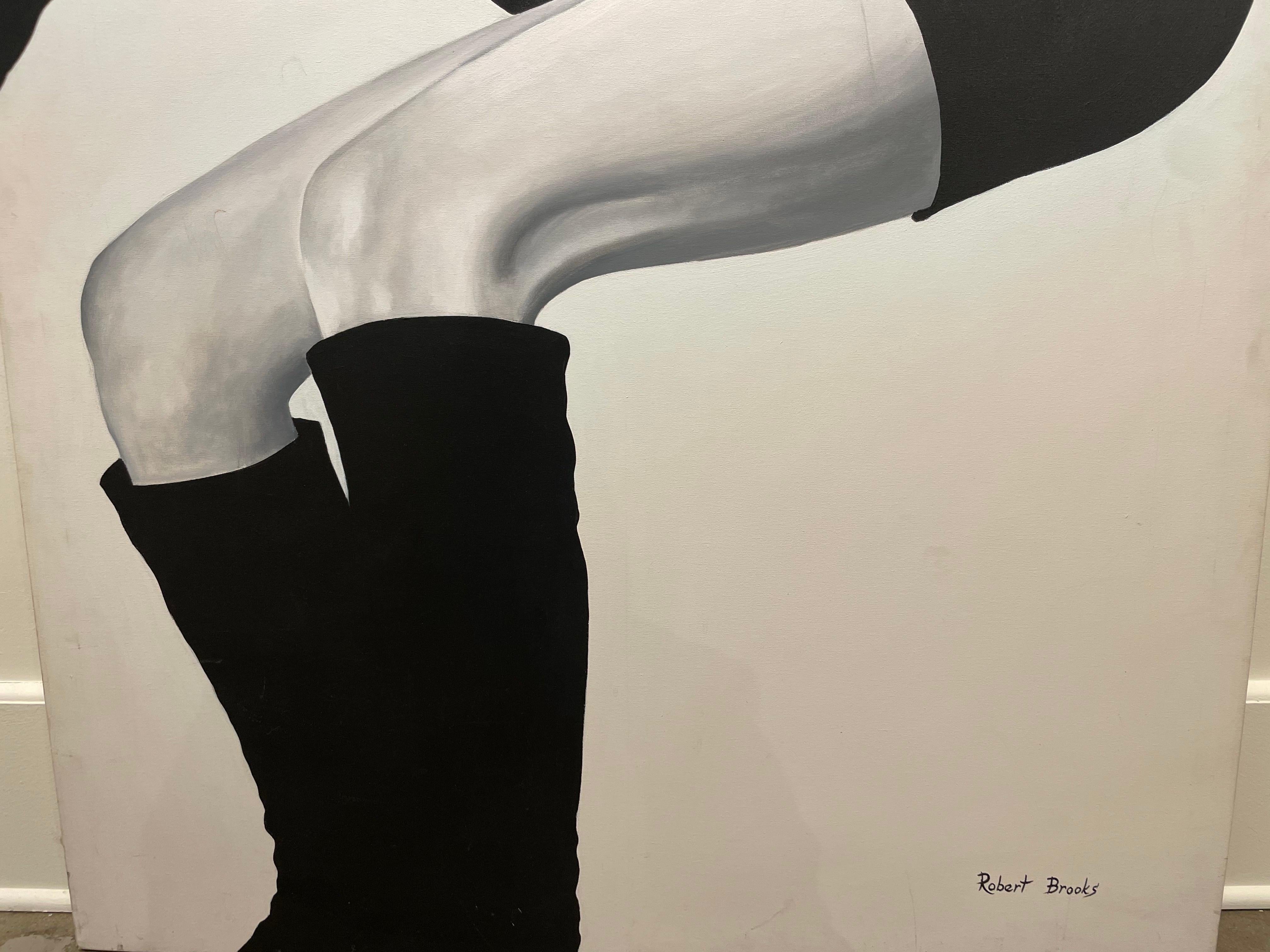Retrato de mujer sobresaltada, pintura al óleo monumental del siglo XX en venta 6
