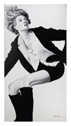 Portrait of a Startled Woman, 20th Century Monumental Oil Painting