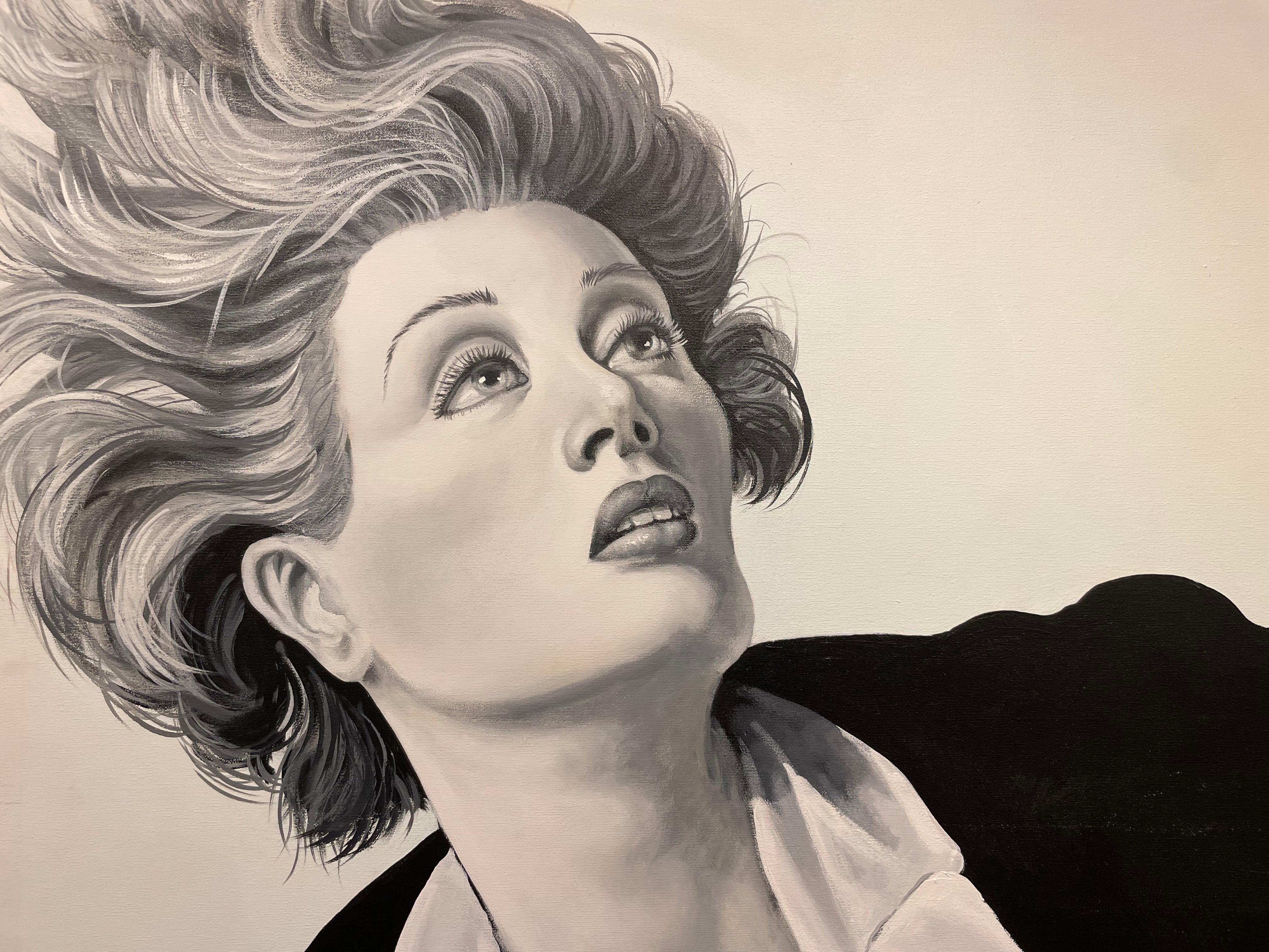 Retrato de mujer sobresaltada, pintura al óleo monumental del siglo XX en venta 2