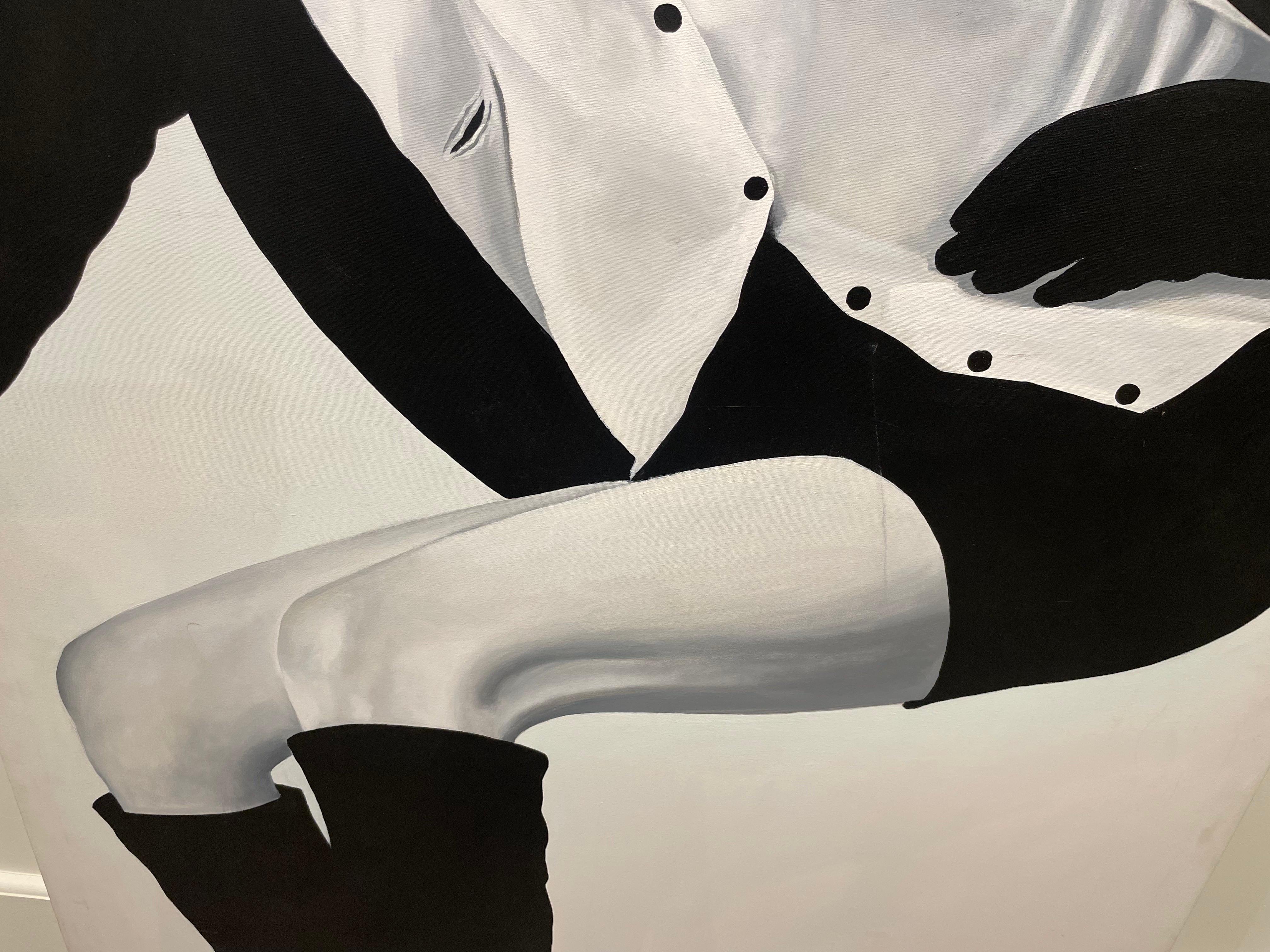 Retrato de mujer sobresaltada, pintura al óleo monumental del siglo XX en venta 5