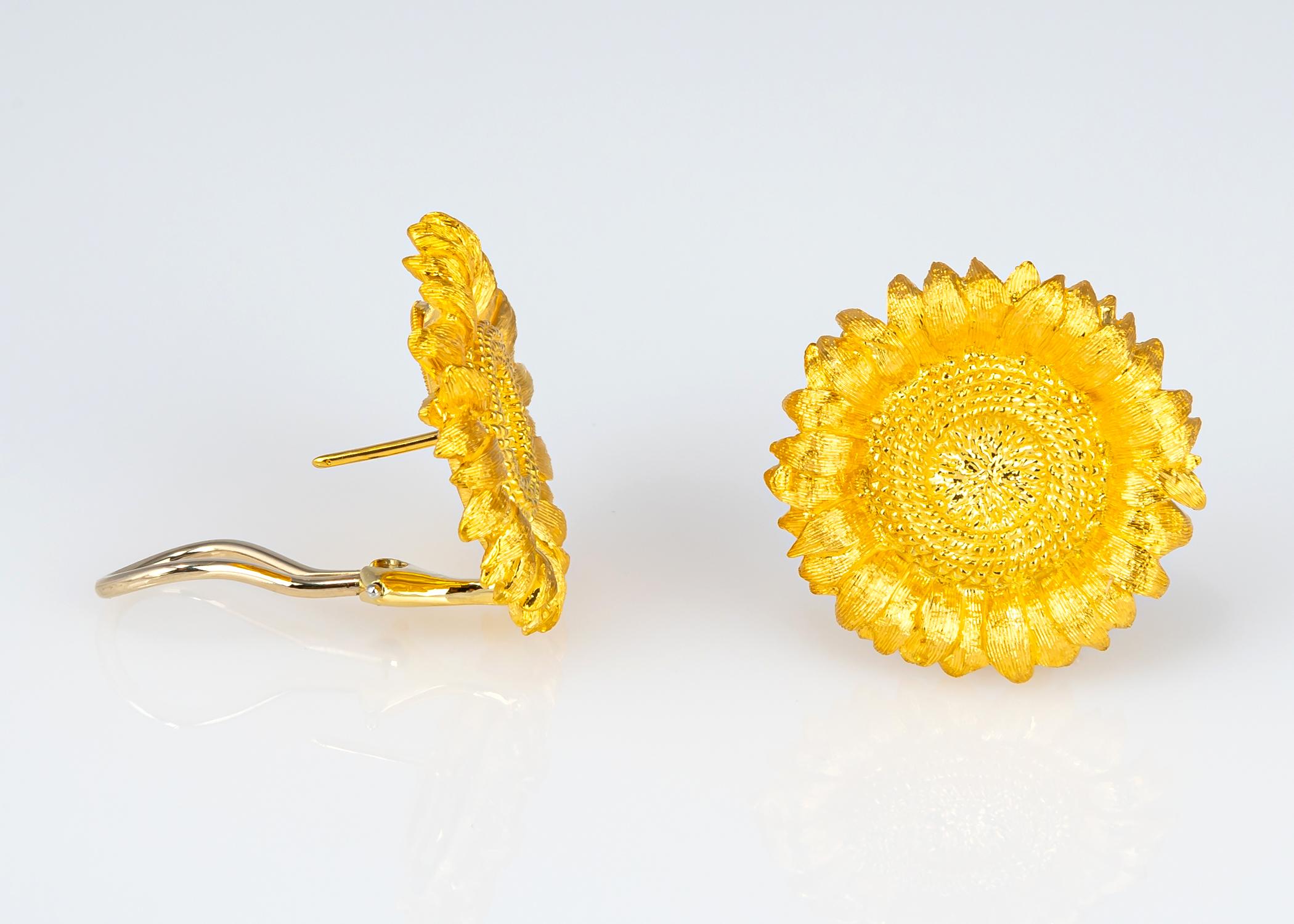 Contemporary Robert Bruce Bielka Gold Sunflower Earrings