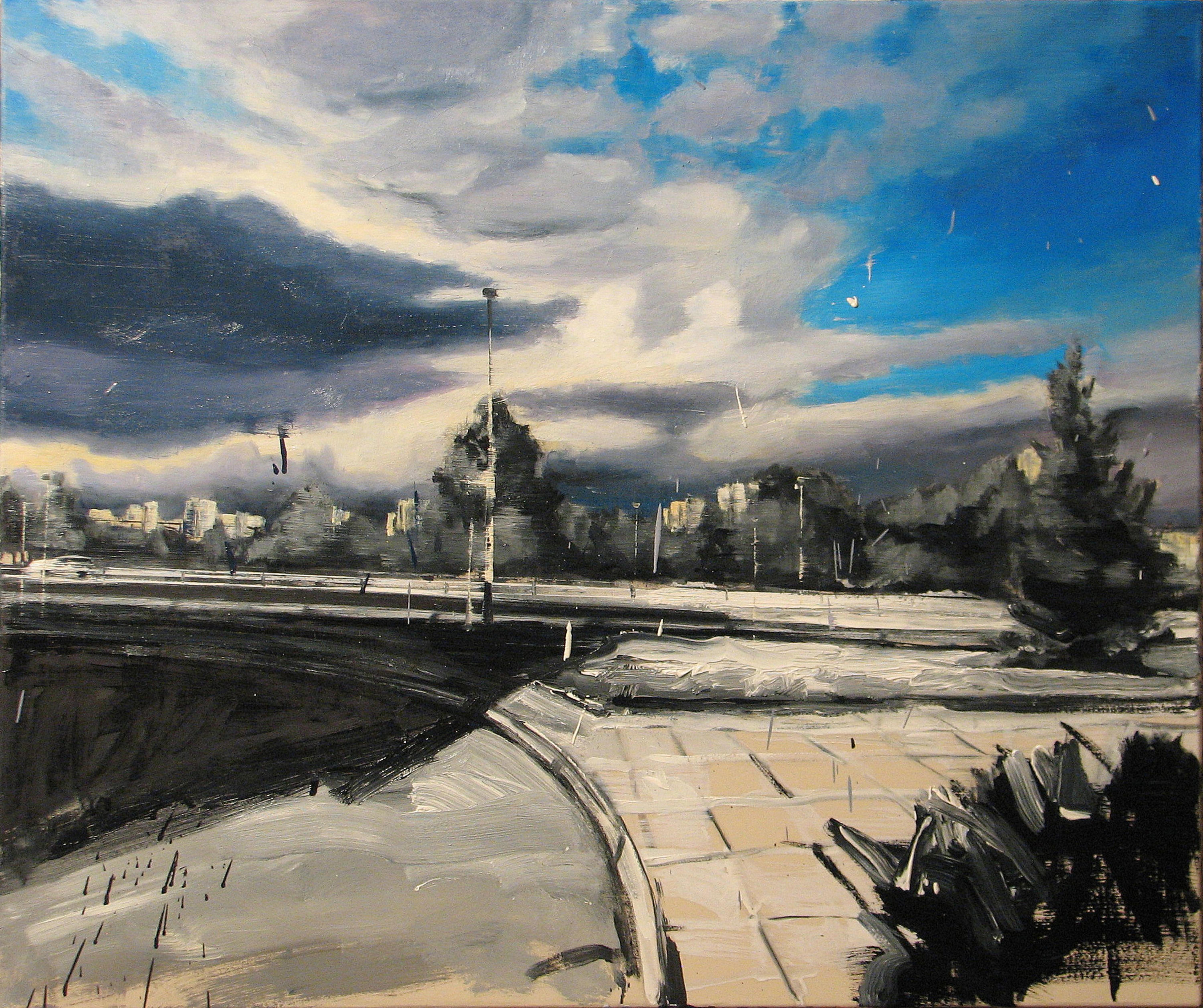 Figurative Painting de Robert Bubel - Destino Primo de Caso - Pintura al Óleo Paisaje Contemporáneo Expresivo