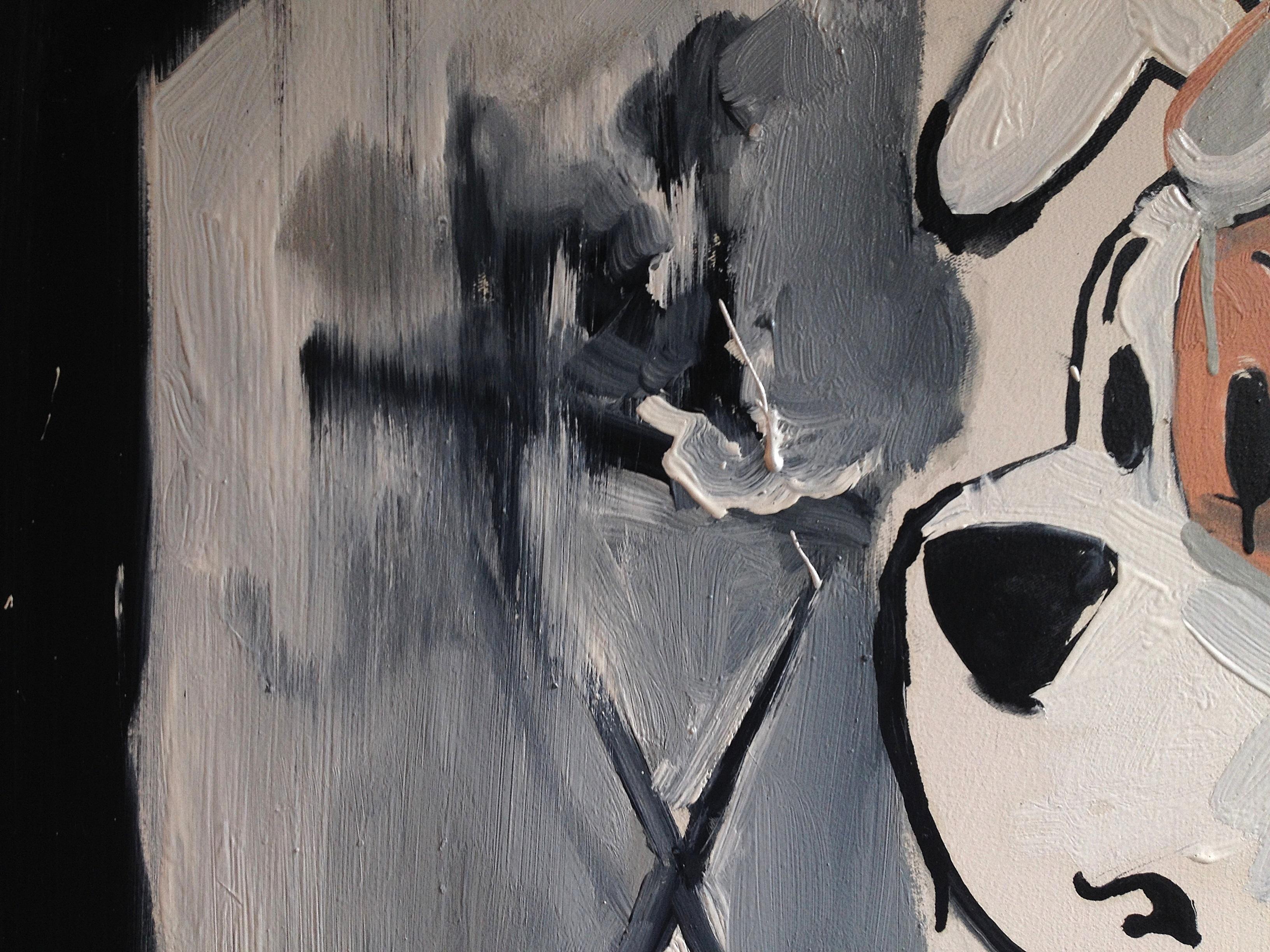 Secretos Olvidados ( Reksio El Perro )  - Pintura al óleo figurativa expresiva - Figurative Painting Beige de Robert Bubel