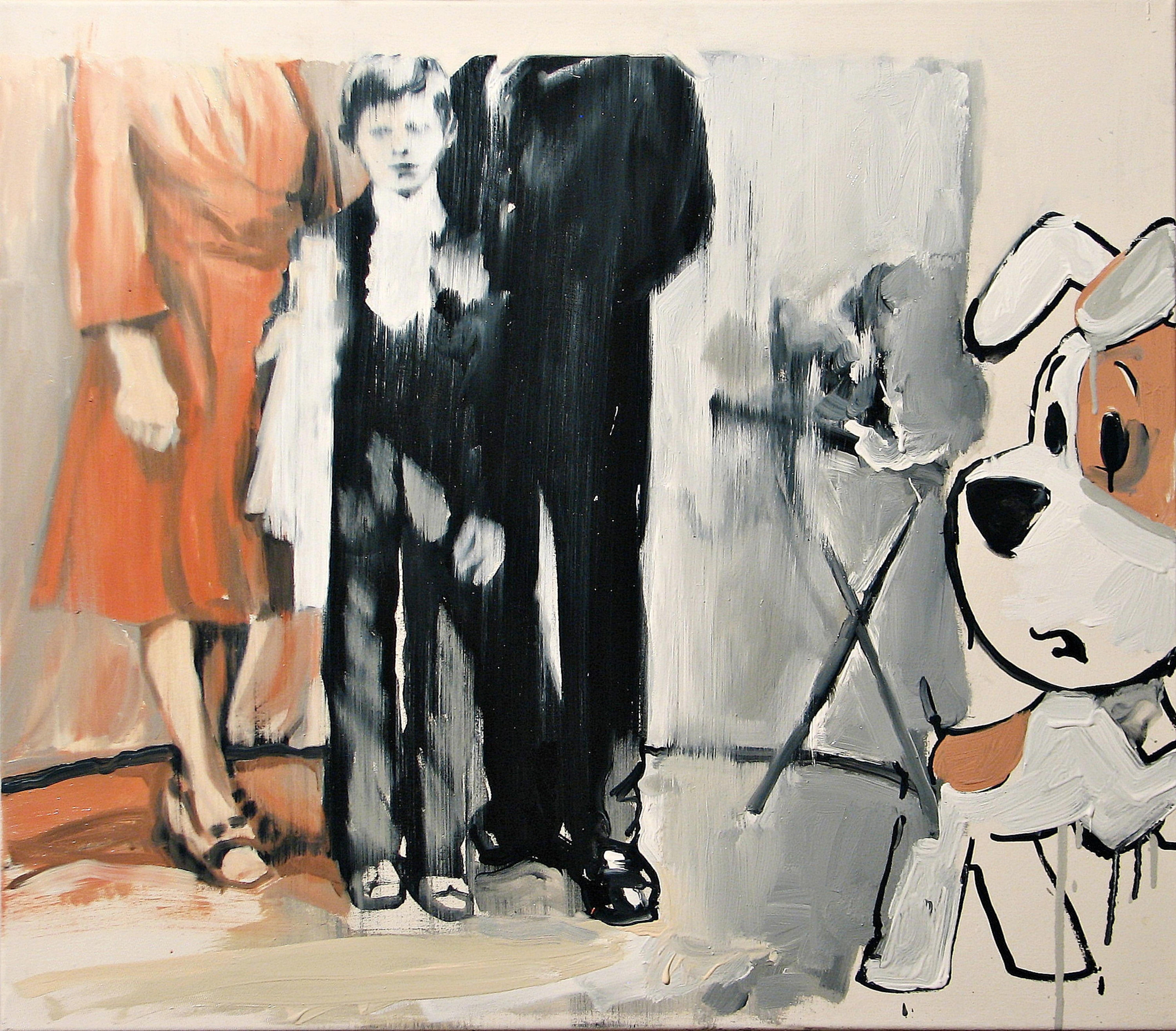 Robert Bubel Figurative Painting - Forgotten Secrets ( Reksio The Dog )  - Expressive Figurative Oil Painting 