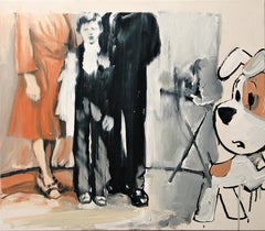 Forgotten Secrets ( Reksio The Dog )  - Expressive Figurative Oil Painting 