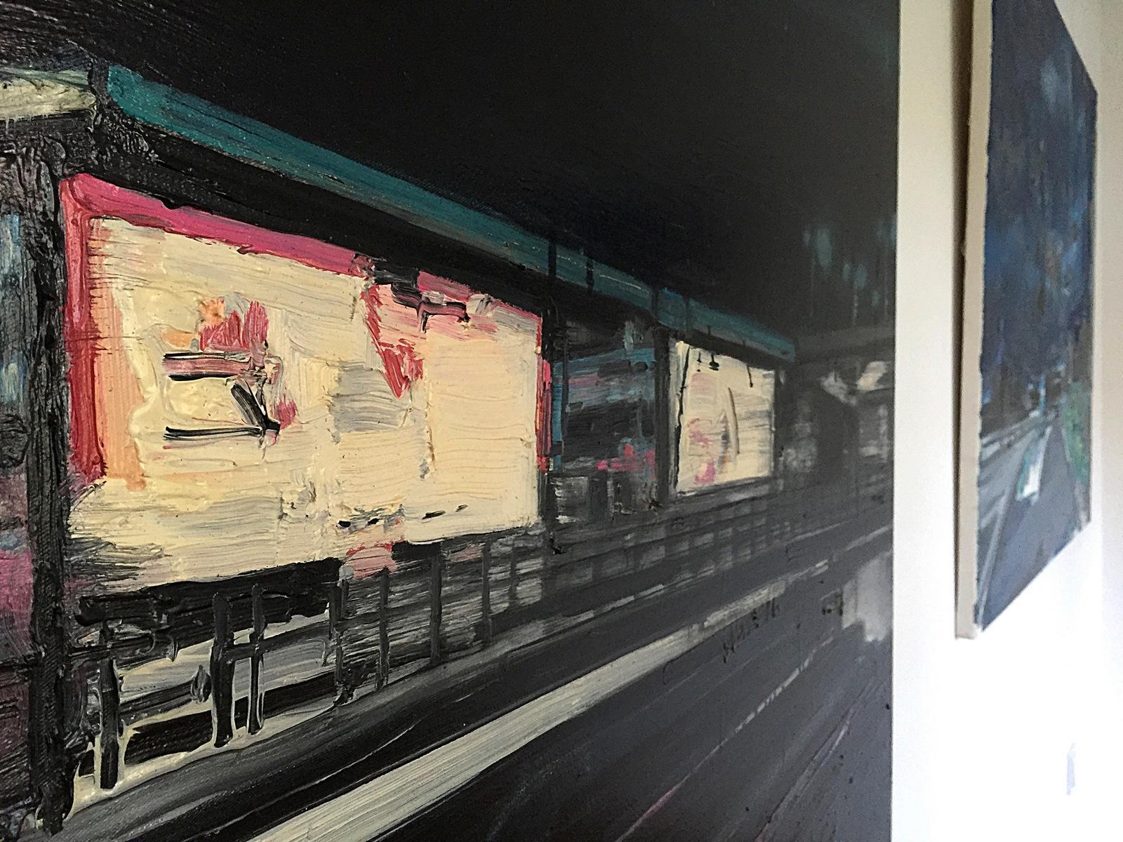 Mooring Light Lines On Railway Stations - Expressive Contemporary Oil Painting For Sale 2