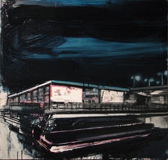 Mooring Light Lines On Railway Stations - Expressive Contemporary Painting