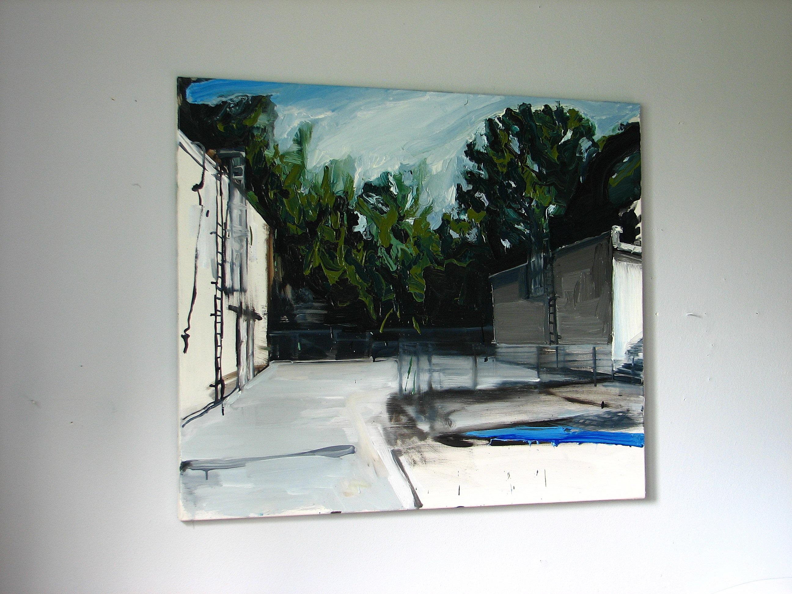 The Crush - Expressive Contemporary Figurative Oil Painting, Nature Landscape - Gray Landscape Painting by Robert Bubel