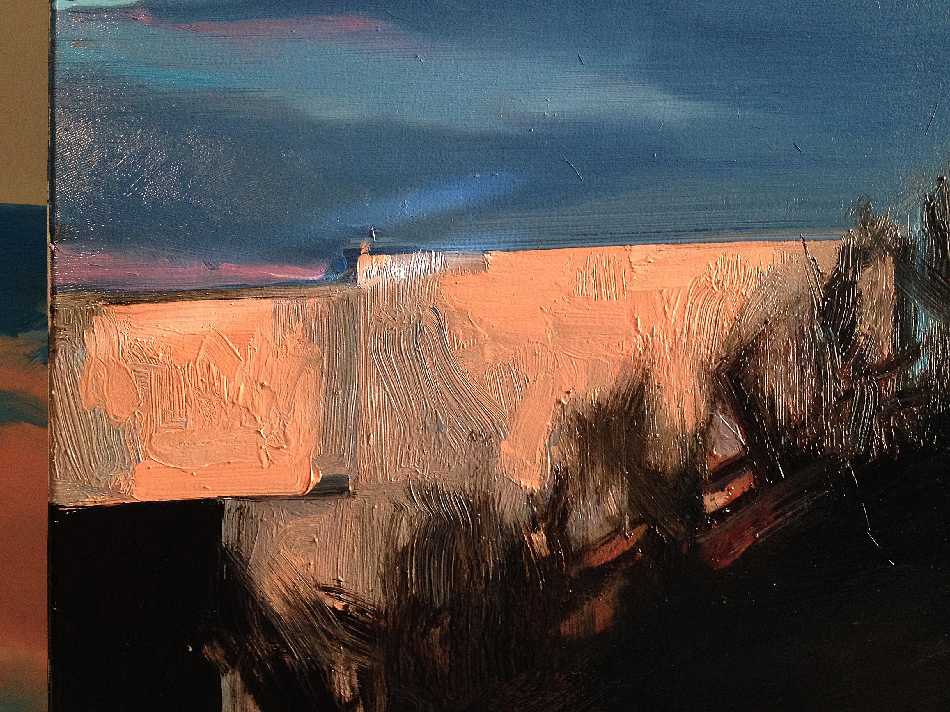 The Edge of Twilight - Expressive Contemporary Figurative Painting, Landscape im Angebot 2