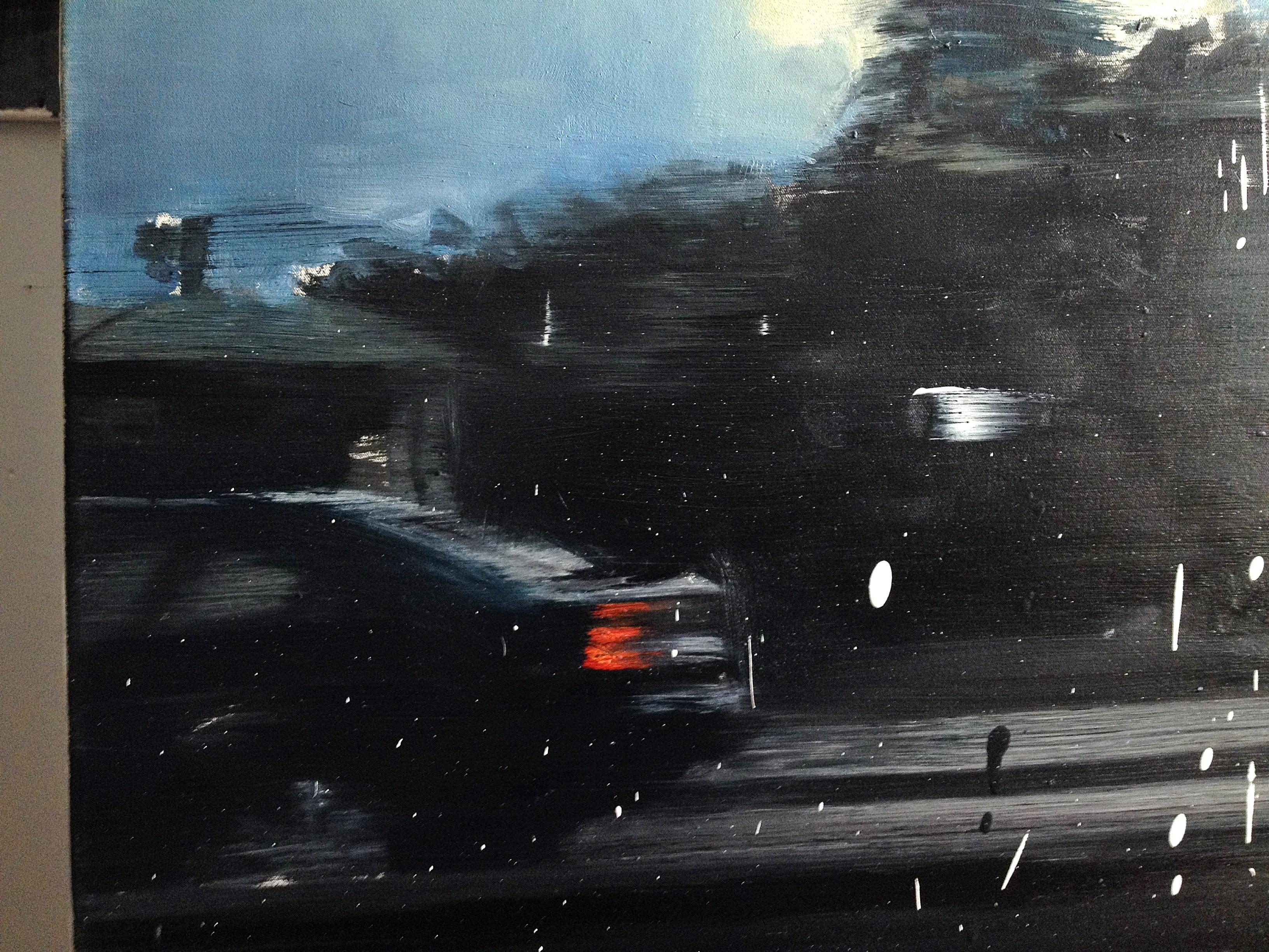 Things Stable, Things Variable .... - Expressive Contemporary Painting, Rain - Black Landscape Painting by Robert Bubel