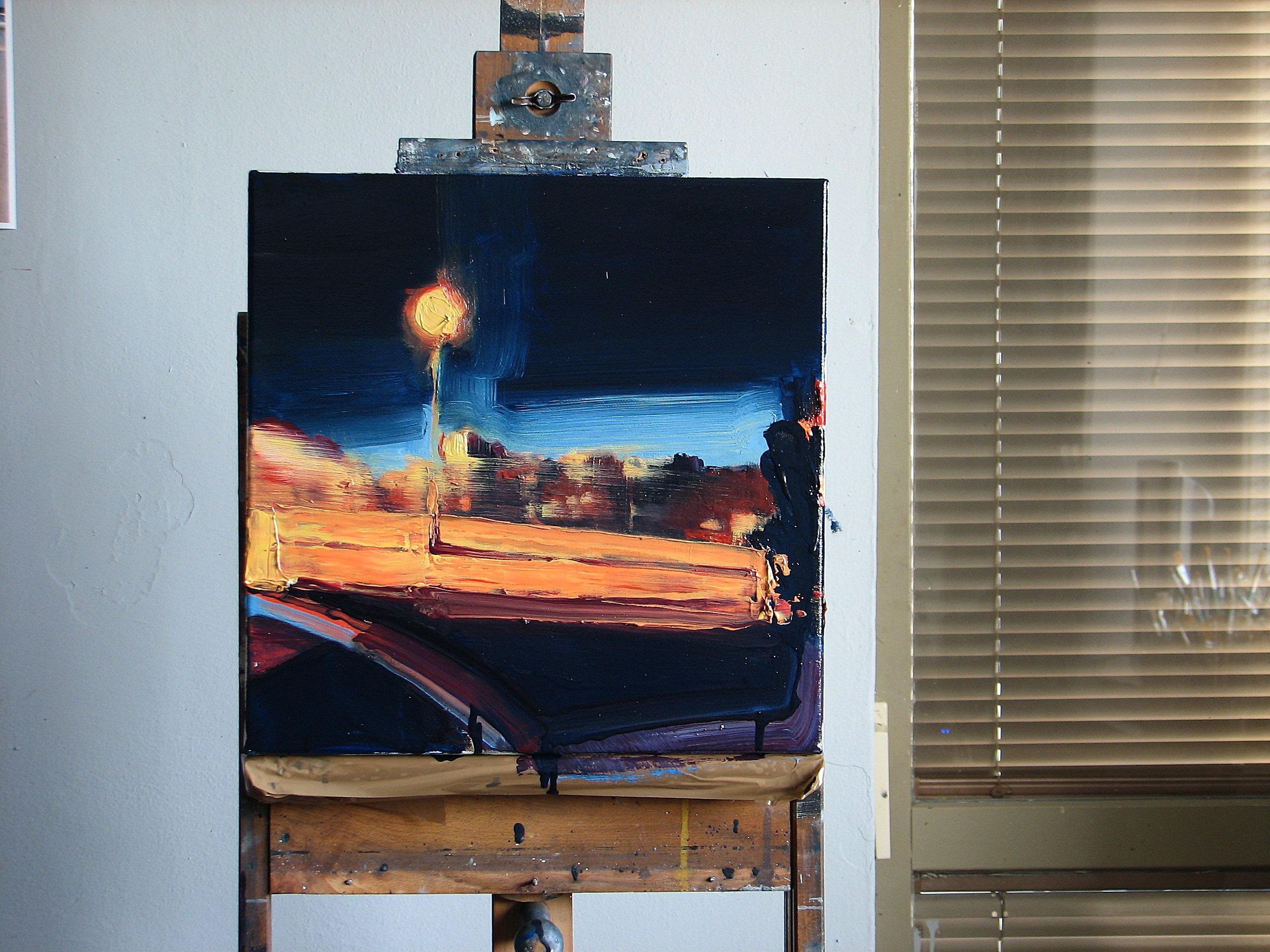 Was ist Licht? - Ausdrucksstarkes Contemporary Figurative Ölgemälde, Realismus, Blau – Painting von Robert Bubel