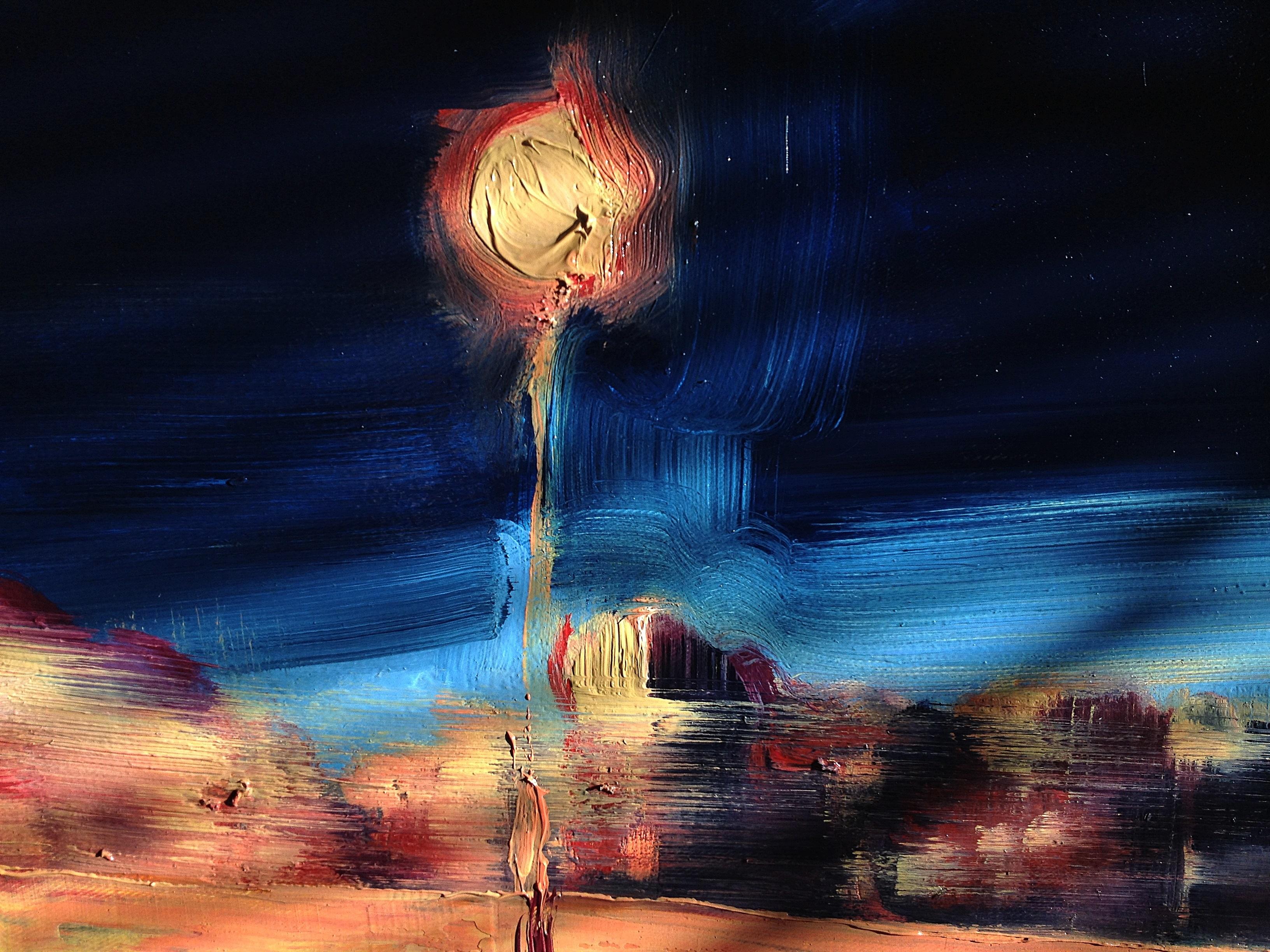 Was ist Licht? - Ausdrucksstarkes Contemporary Figurative Ölgemälde, Realismus, Blau im Angebot 3