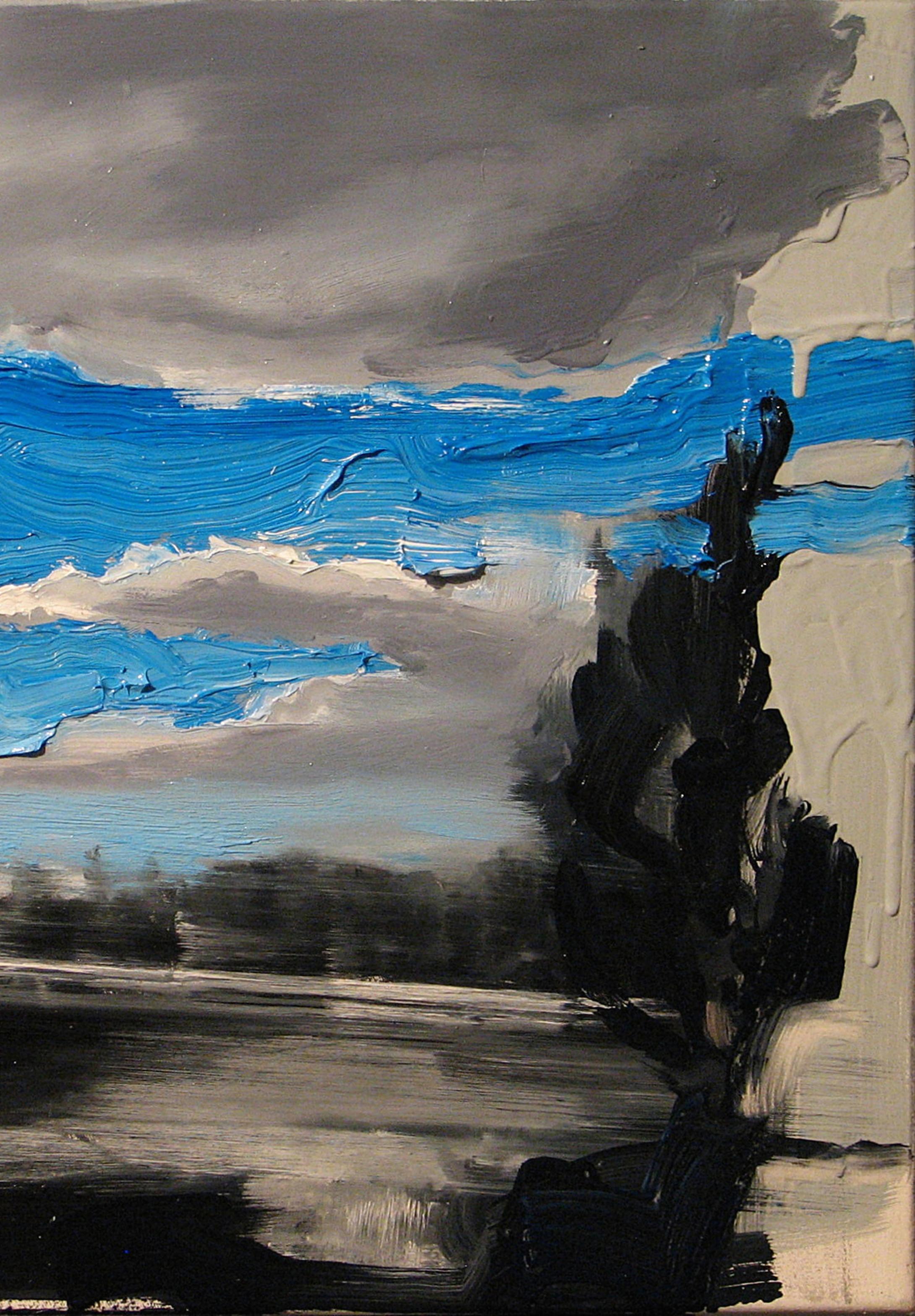 Hier, aujourd'hui,  Fin .... - Peinture à l'huile contemporaine expressive, nuages - Contemporain Painting par Robert Bubel