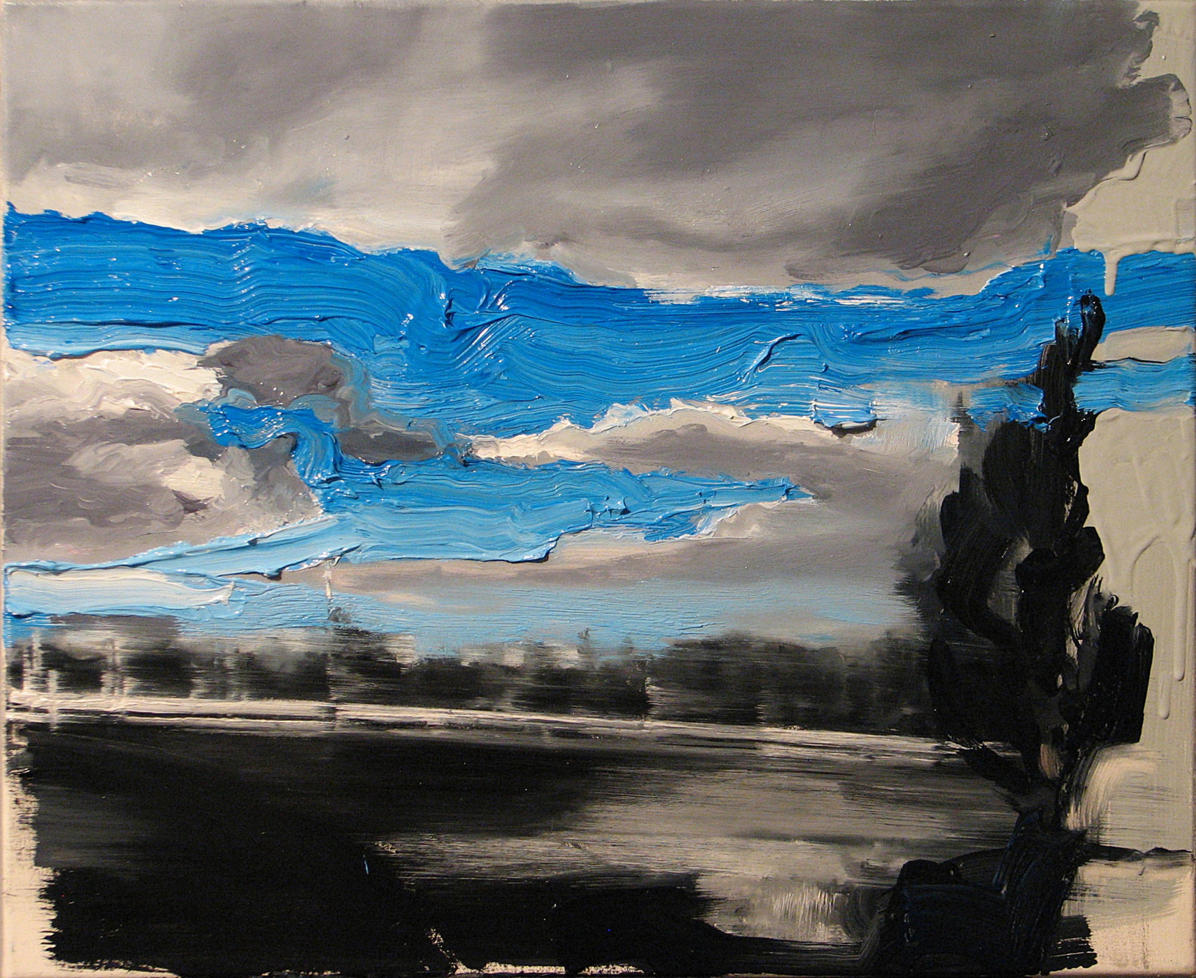 Ayer, Hoy,  Fin .... - Pintura al Óleo Contemporánea Expresiva, Nubes