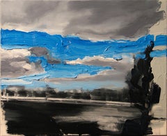 Gestern, heute,  Flosse .... - Ausdrucksstarkes Contemporary Ölgemälde, Wolken