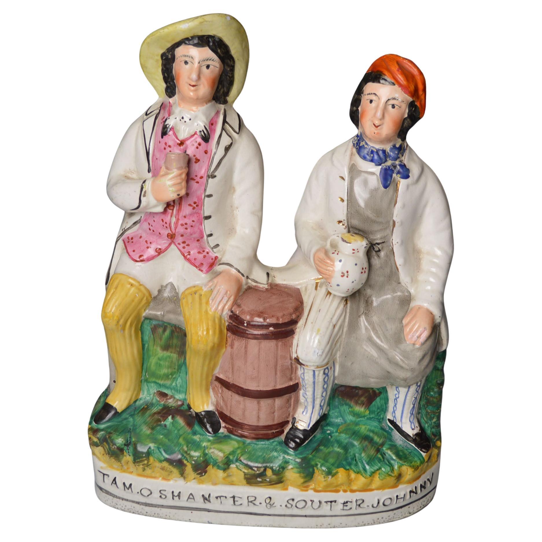 Robert Burns Tam O' Shanter Staffordshire Figure Decorative Scottish Antiques For Sale