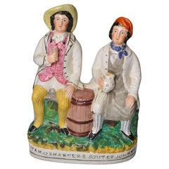 Robert Burns Tam O' Shanter Figura in Staffordshire Decorativa Antiquariato Scozzese