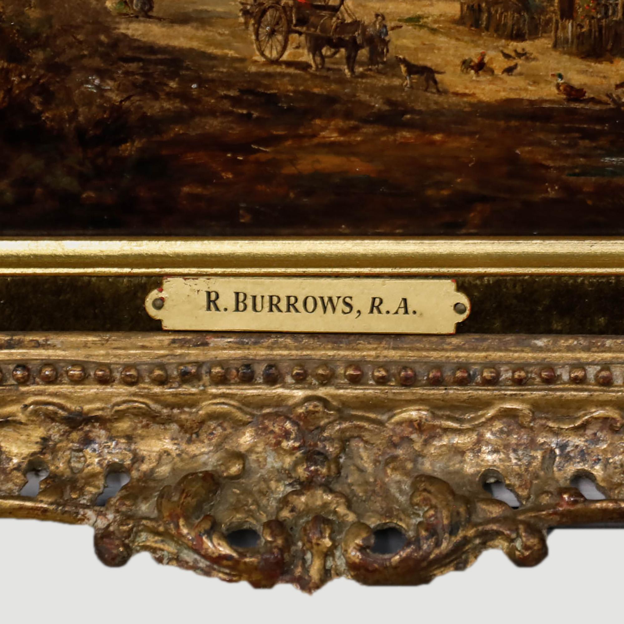 Robert Burrows R.A. (1810-1883) - Olio della metà del XIX secolo, Estate nel villaggio 3