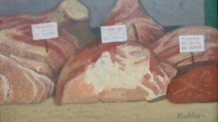 ROBERT BUHLER R.A. original SIGNED MID CENTURY OIL PAINTING 'THE BUTCHERS BOARD'