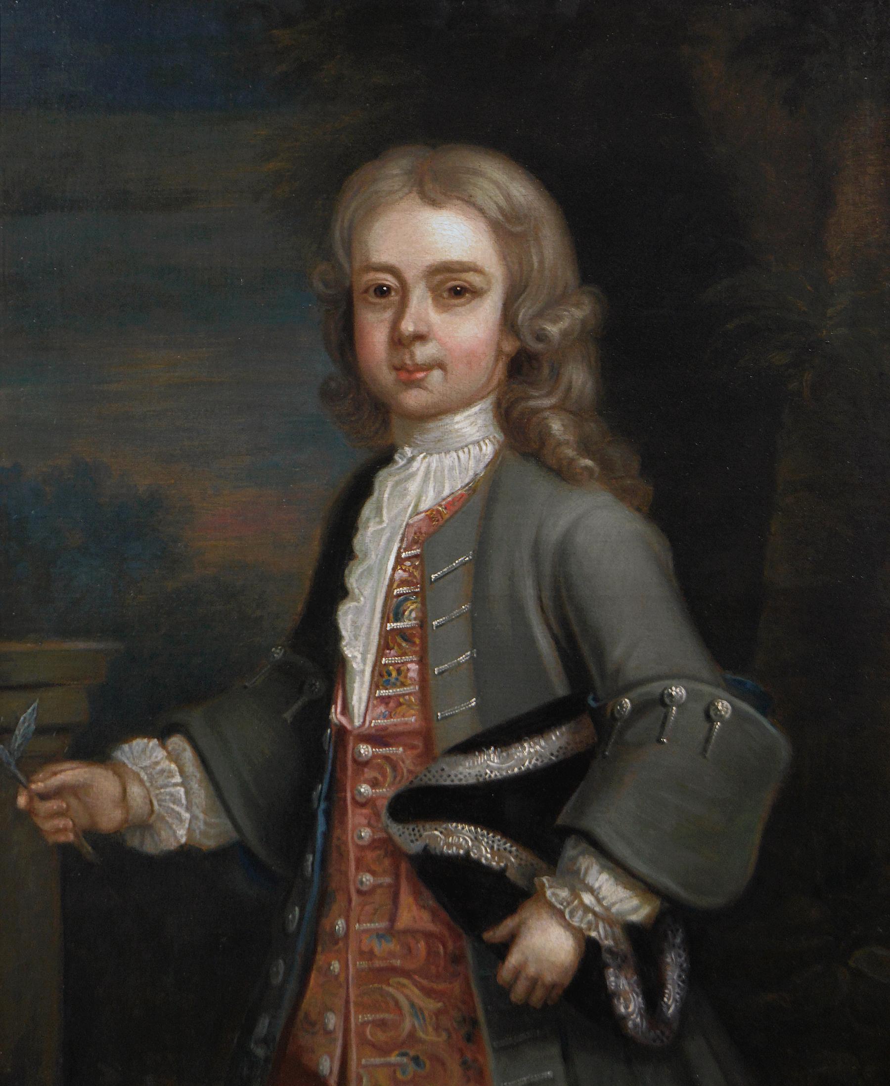 18th Century portrait oil painting of a boy - Painting by Robert Byng