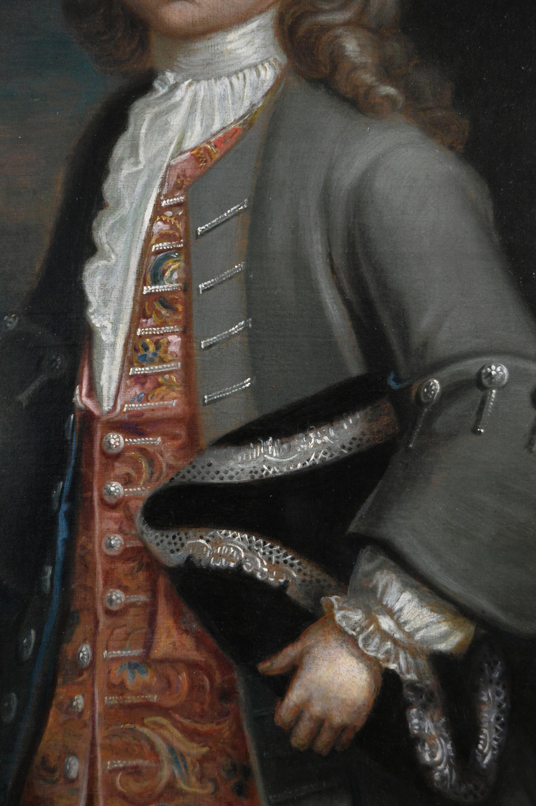 Retrato al óleo del siglo XVIII de un niño - Portrait Painting Negro de Robert Byng
