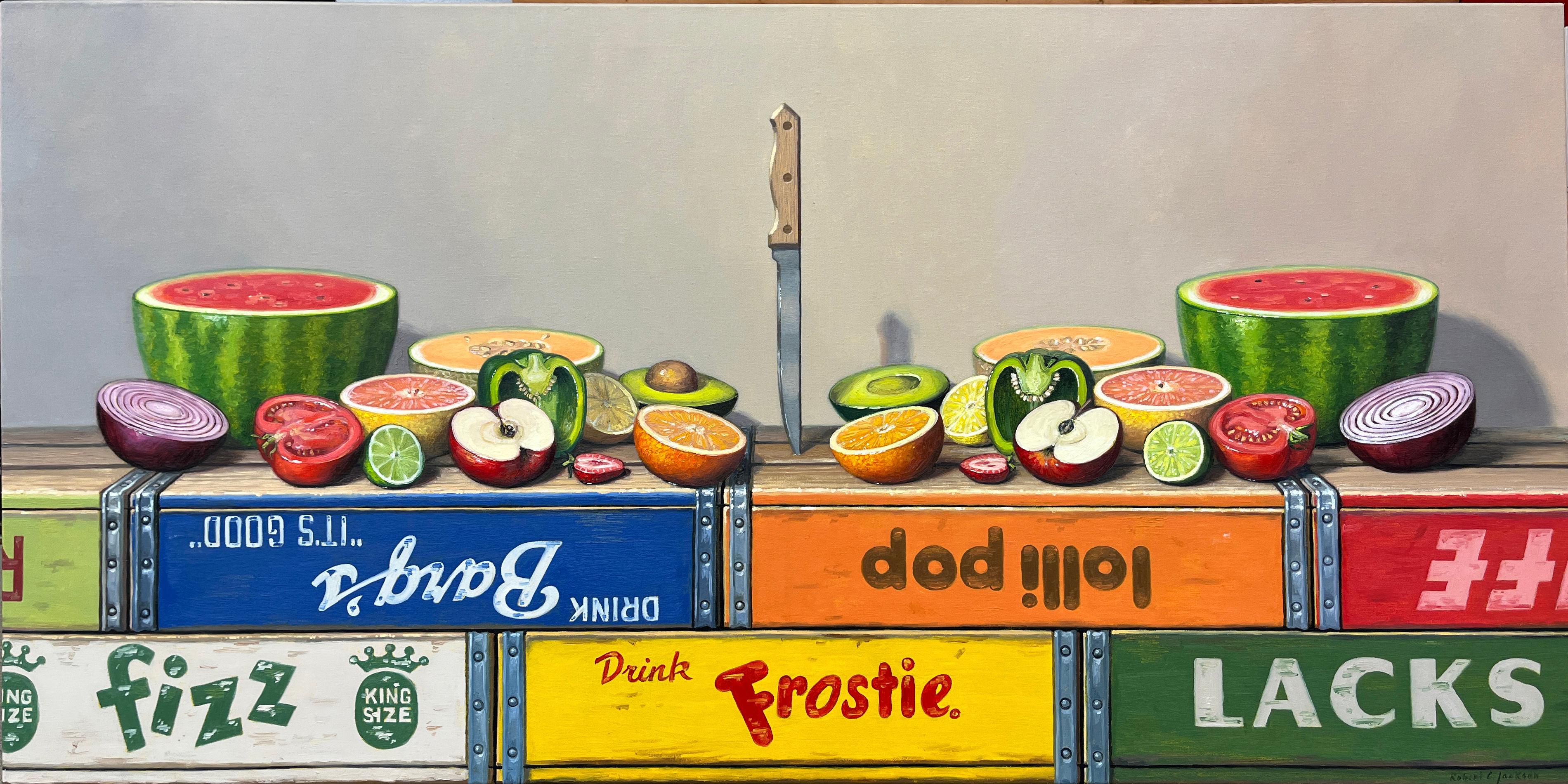 HALFSIES - Contemporary Realism / Food Art / Still Life - Painting by Robert C. Jackson