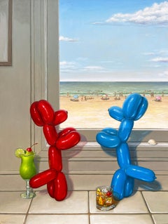 LONGING – Zeitgenössisches Stillleben / Pop-Art / Ballonhunde zum Trinken