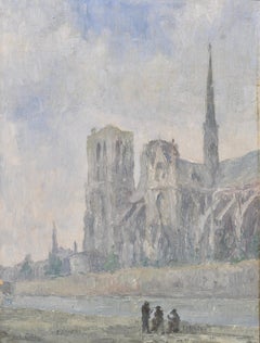 "Notre Dame de Paris" Robert Cabay, französischer Künstler, impressionistischer Stil, 1960 c.