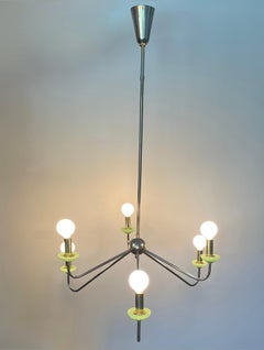 Robert CAILLAT - Mid Century Modern Brass Chandelier, France Circa 1955