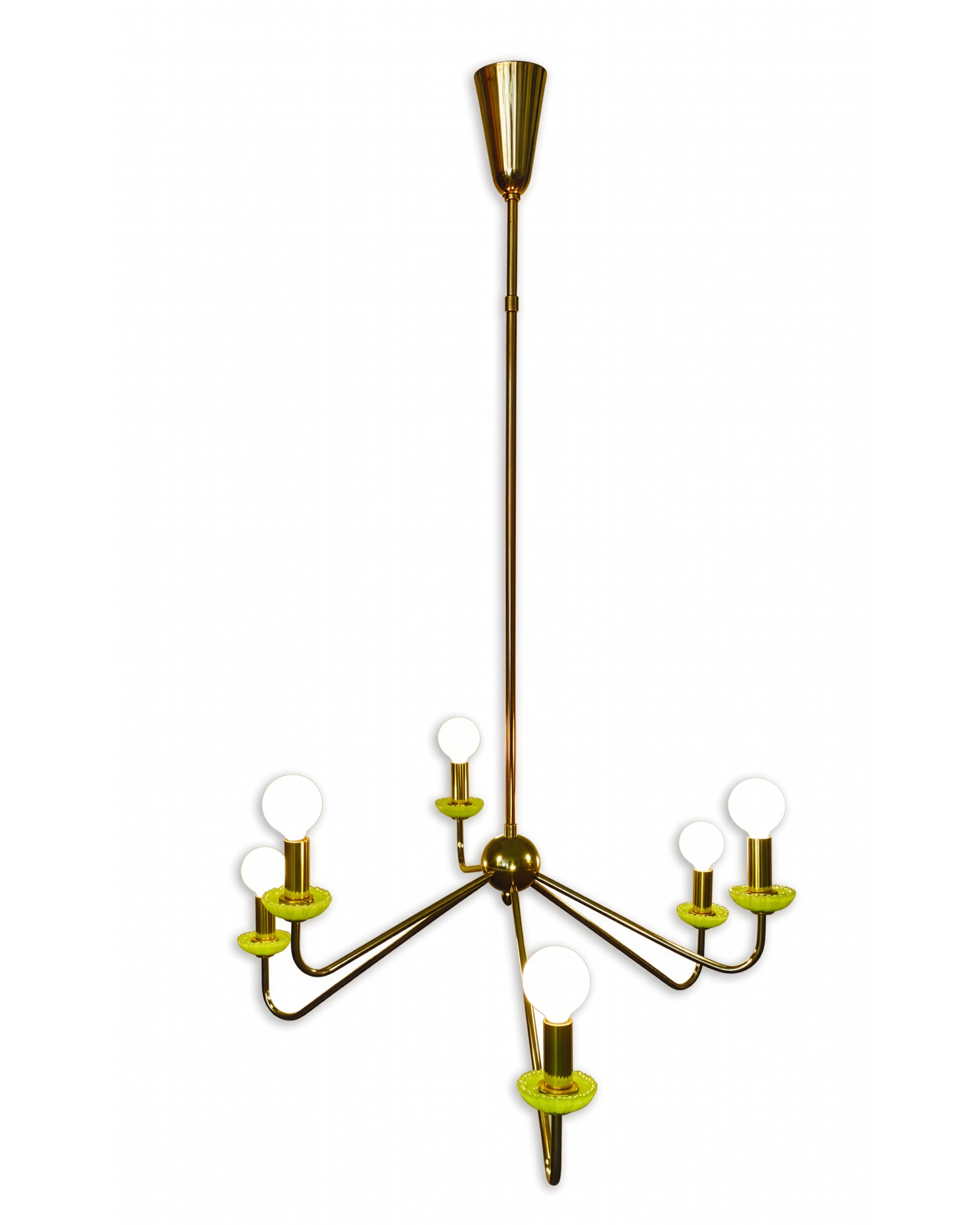 Robert CAILLAT - Mid Century Modern Brass Chandelier, France Circa 1955