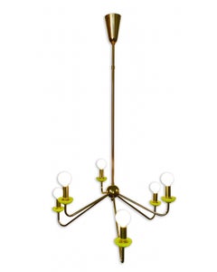Robert CAILLAT - Mid Century Modern Brass Chandelier, France Circa 1955