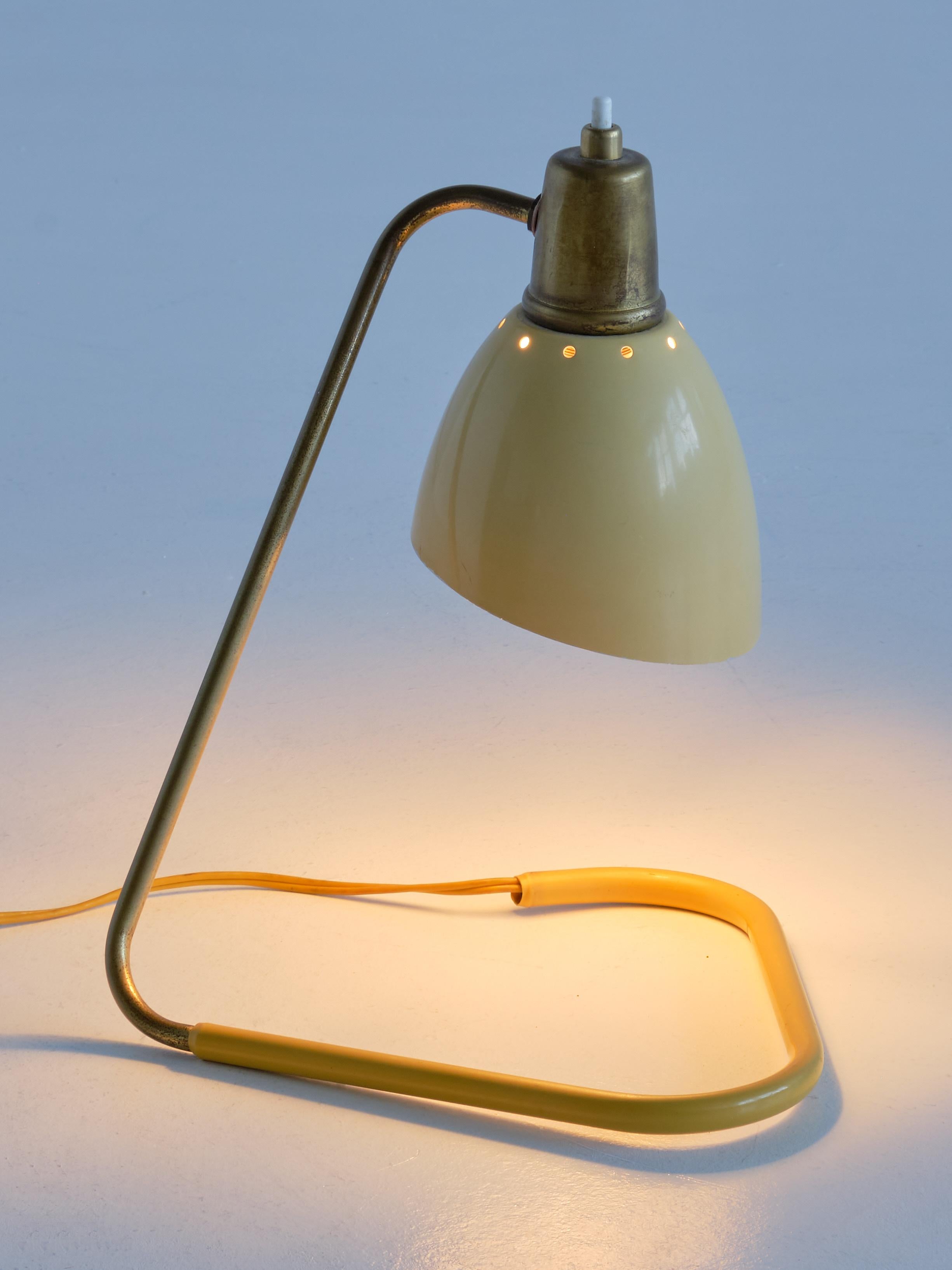 Mid-Century Modern Robert Caillat Table Lamp with Yellow Adjustable Shade, France, 1950s For Sale