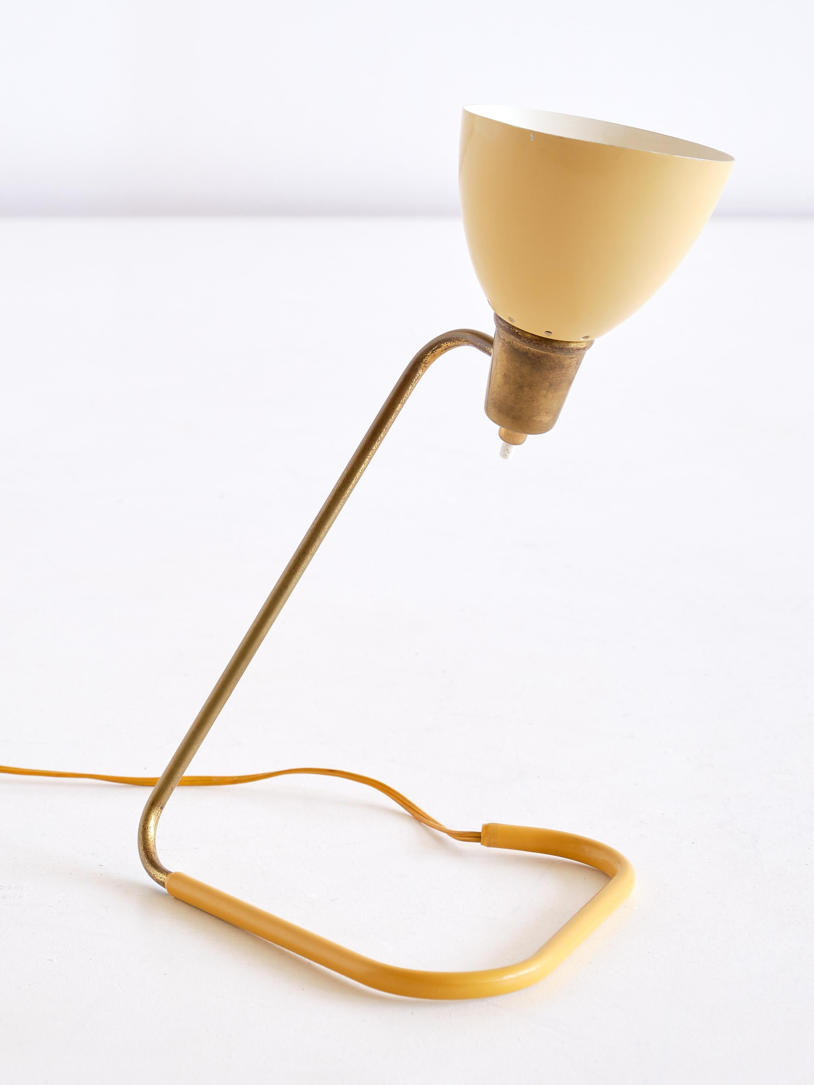 French Robert Caillat Table Lamp with Yellow Adjustable Shade, France, 1950s For Sale