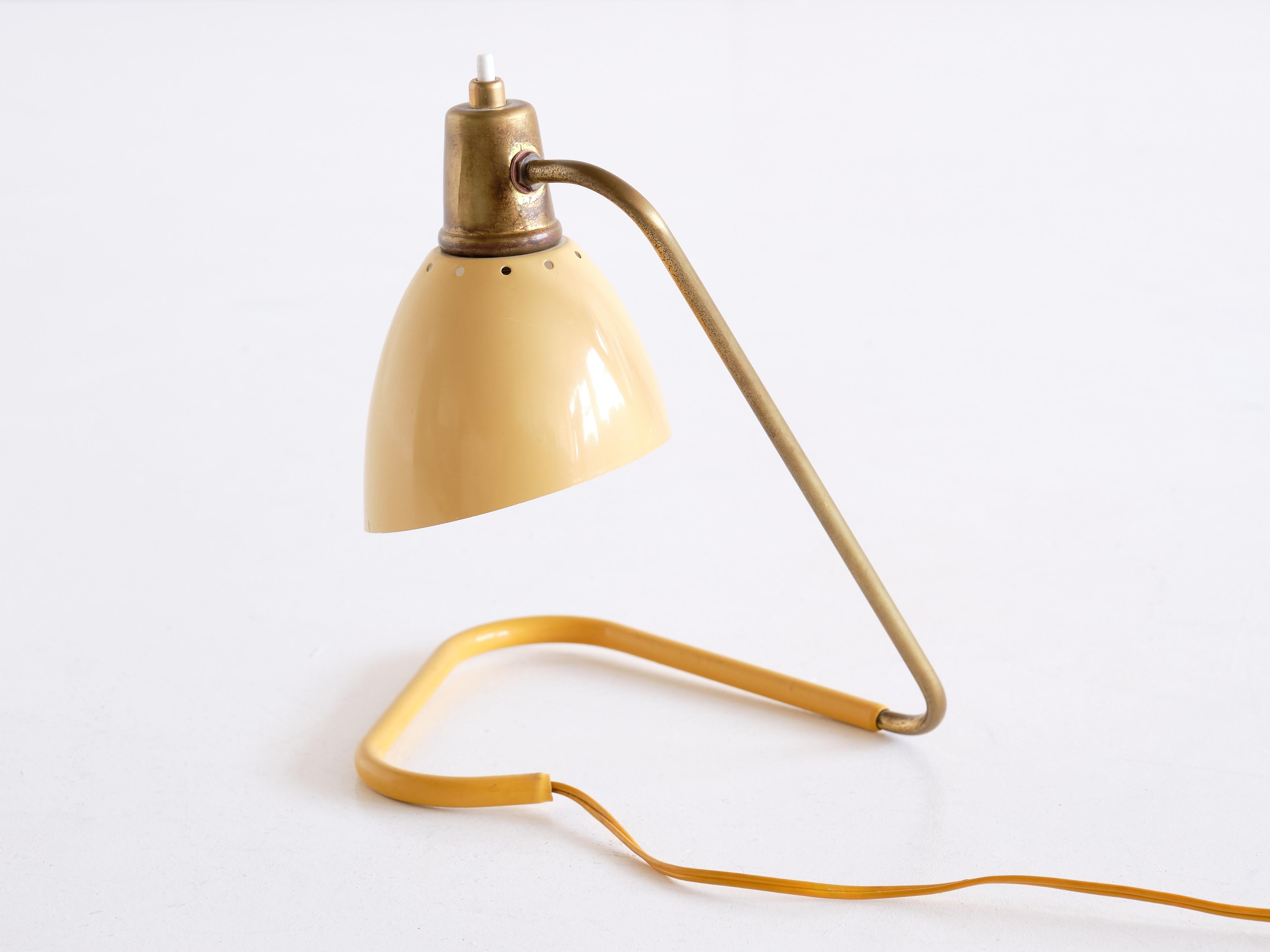 Robert Caillat Table Lamp with Yellow Adjustable Shade, France, 1950s For Sale 1