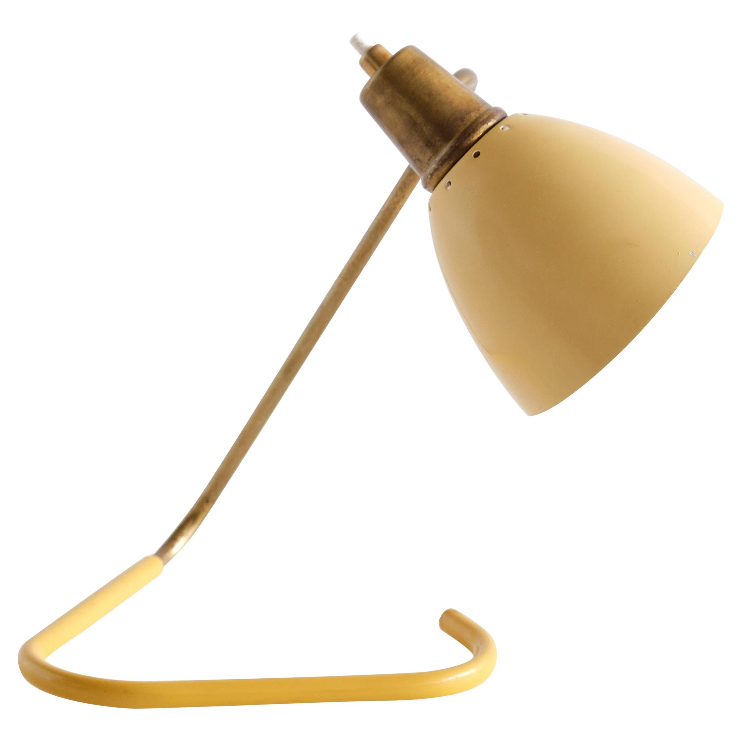 Robert Caillat Table Lamp with Yellow Adjustable Shade, France, 1950s