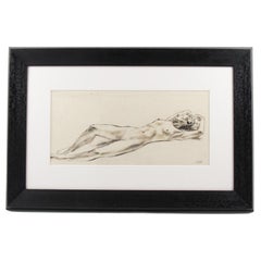 Étude de nu allongé Dessin au lavis d'encre Peinture de Robert Cami