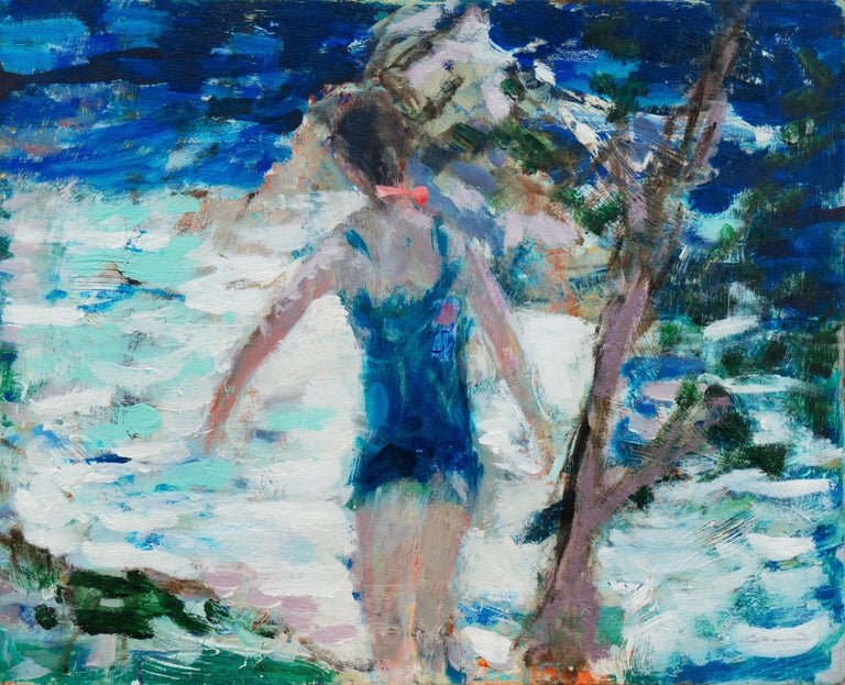 'Bathing at Carmel', California Post-Impressionist, Stanford, Big Sur, Monterey - Painting by Robert Canete