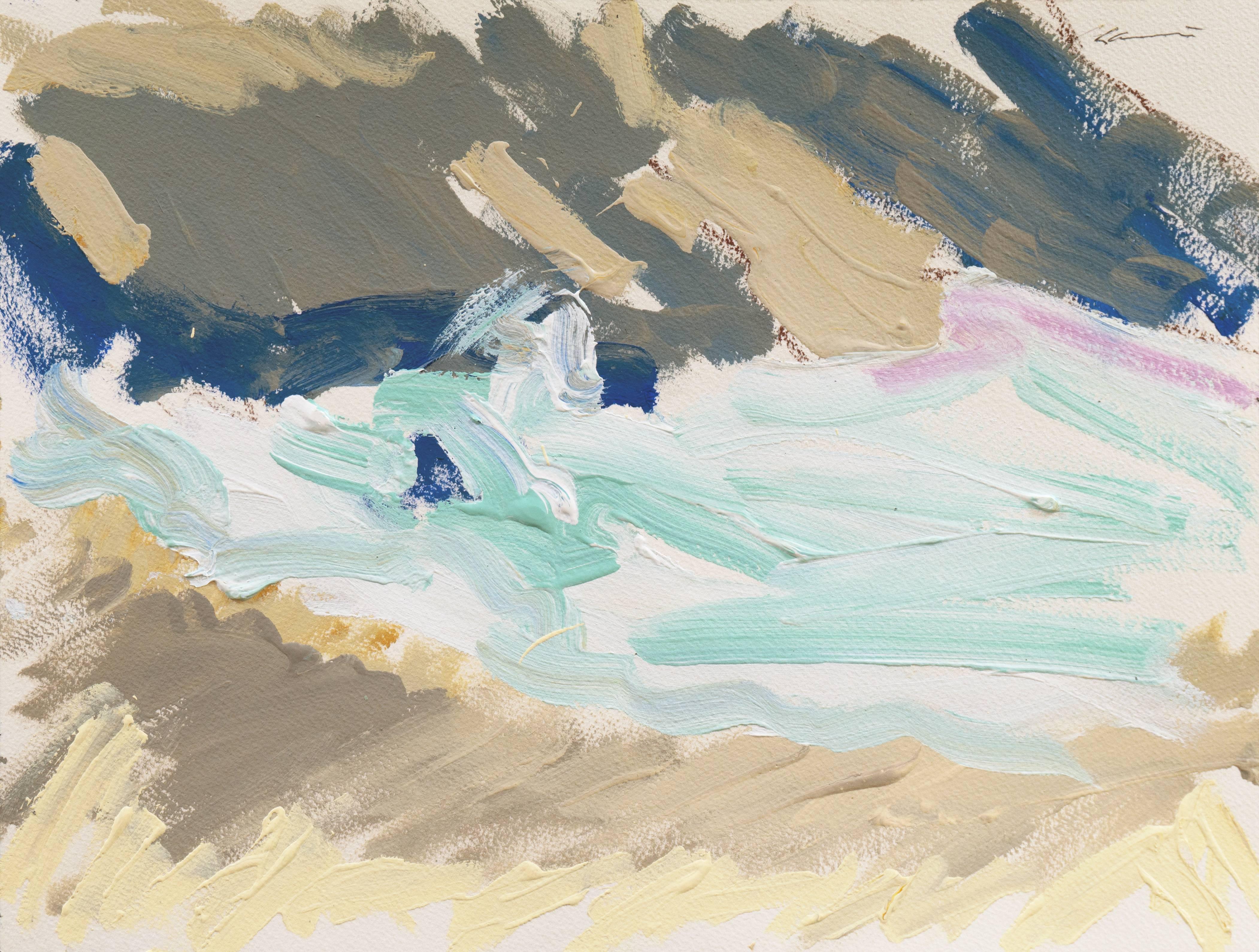 Robert Canete Landscape Painting - 'Breaking Waves, Monterey', California Expressionist Oil Seascape, Big Sur Coast