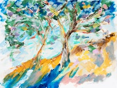 Cap Ferrat en primavera", Costa Azul, Carmel, Óleo expresionista americano,