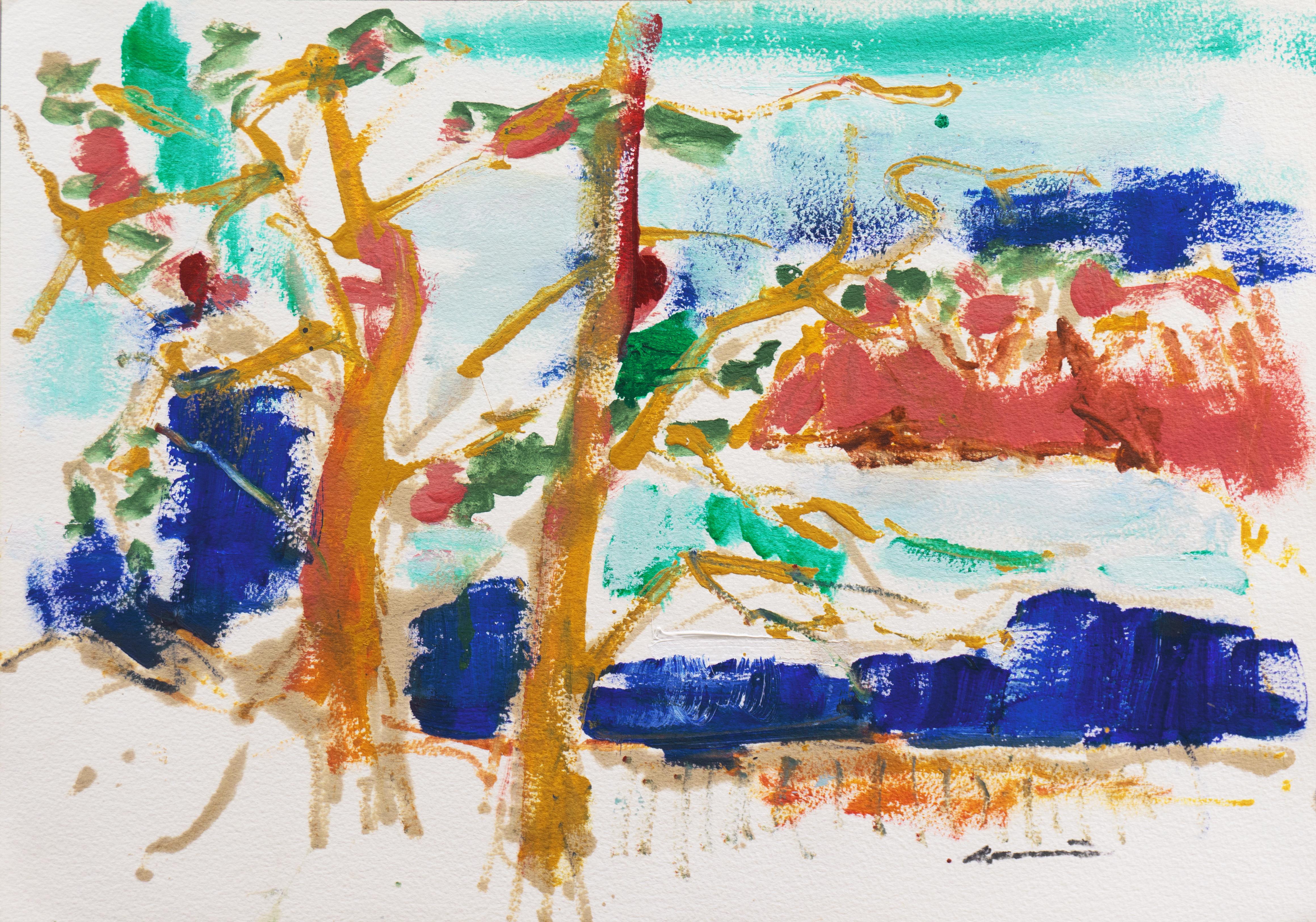 'Playa de eucaliptos, Monterey', óleo expresionista californiano, Stanford, Carmel
